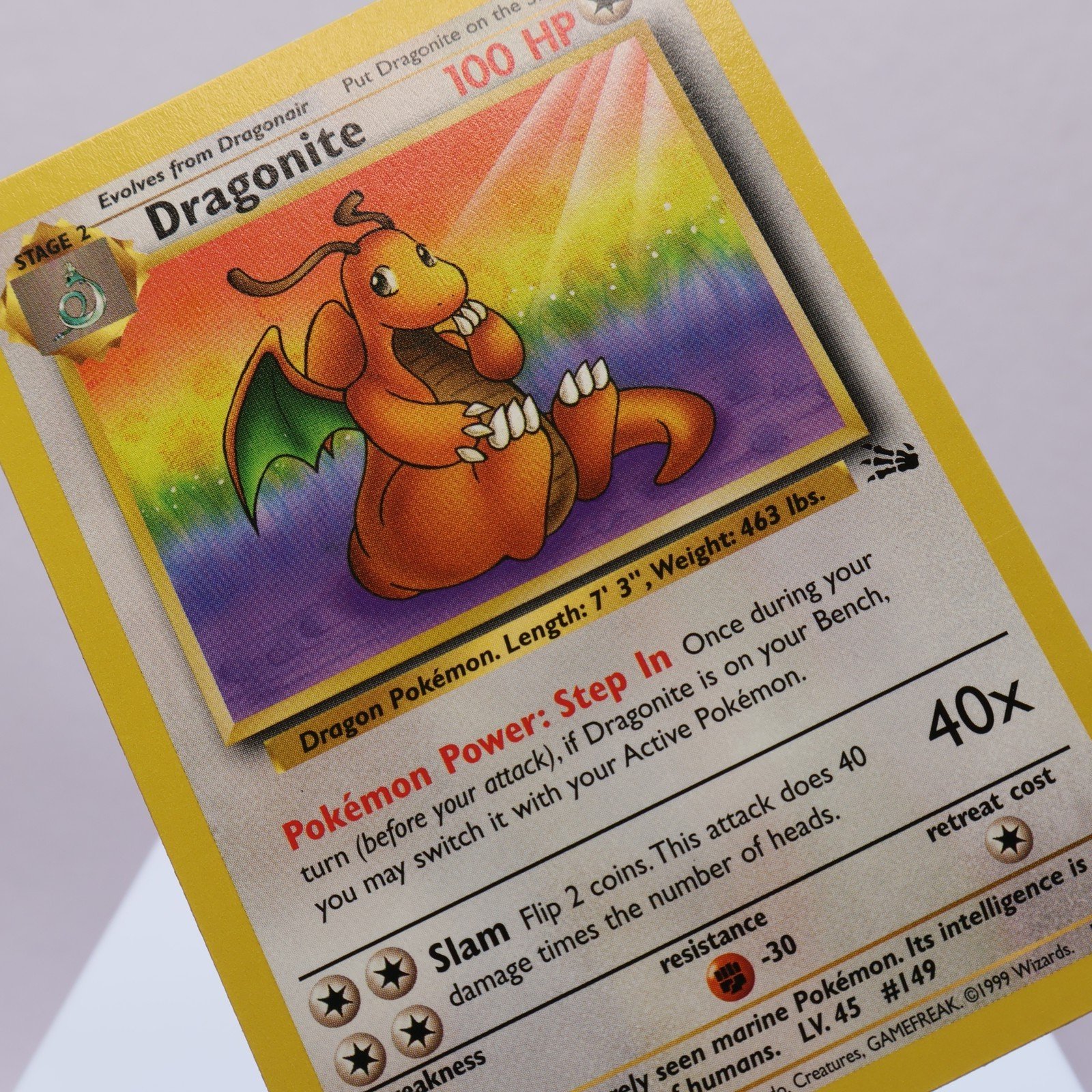 Pokemon TCG – Dragonite 19/62 Fossil Rare  WOTC 1999 – EXC/NM