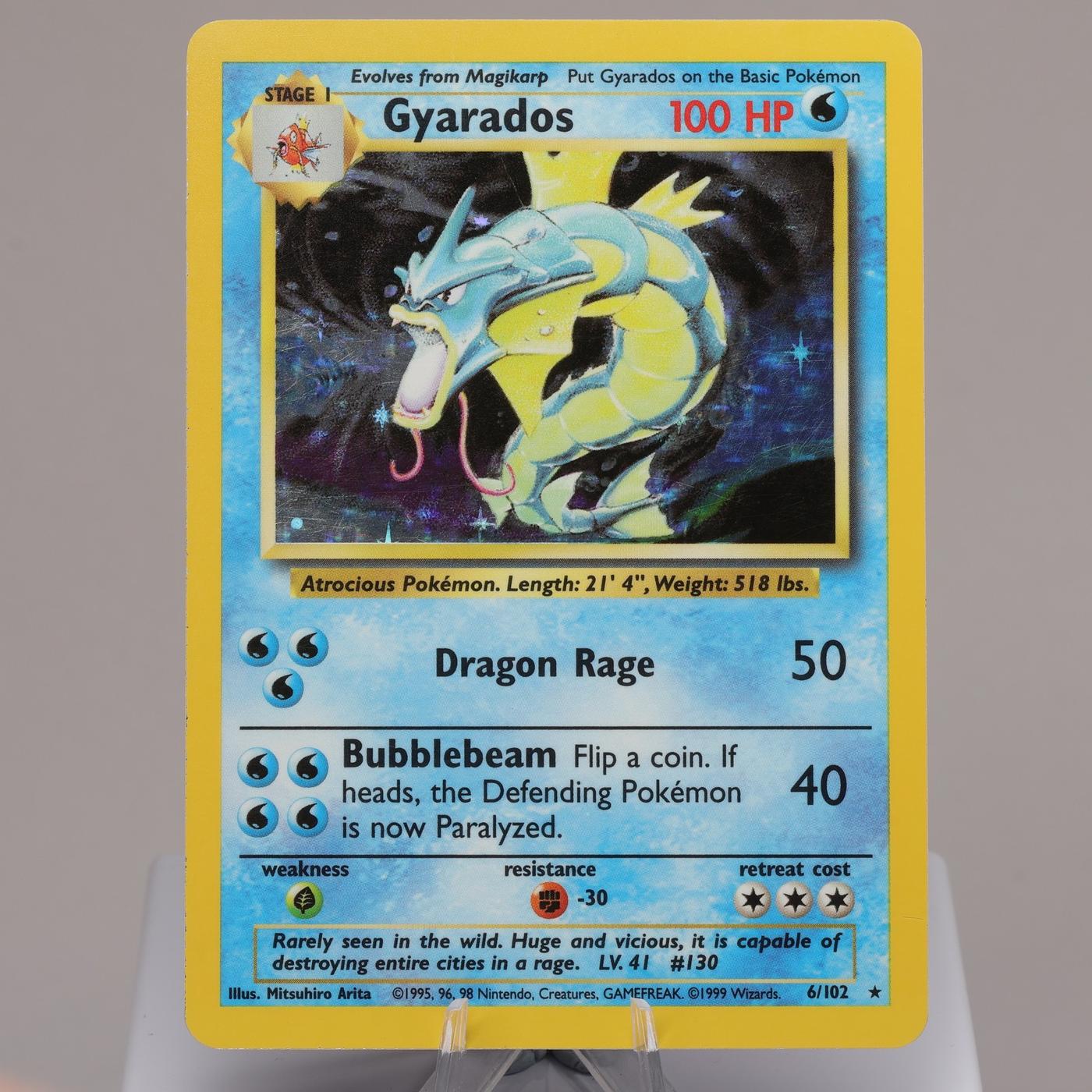 Pokemon TCG Gyarados 6102 Base Set Holo Rare WOTC 1999 EXC Crease 167965977943 2