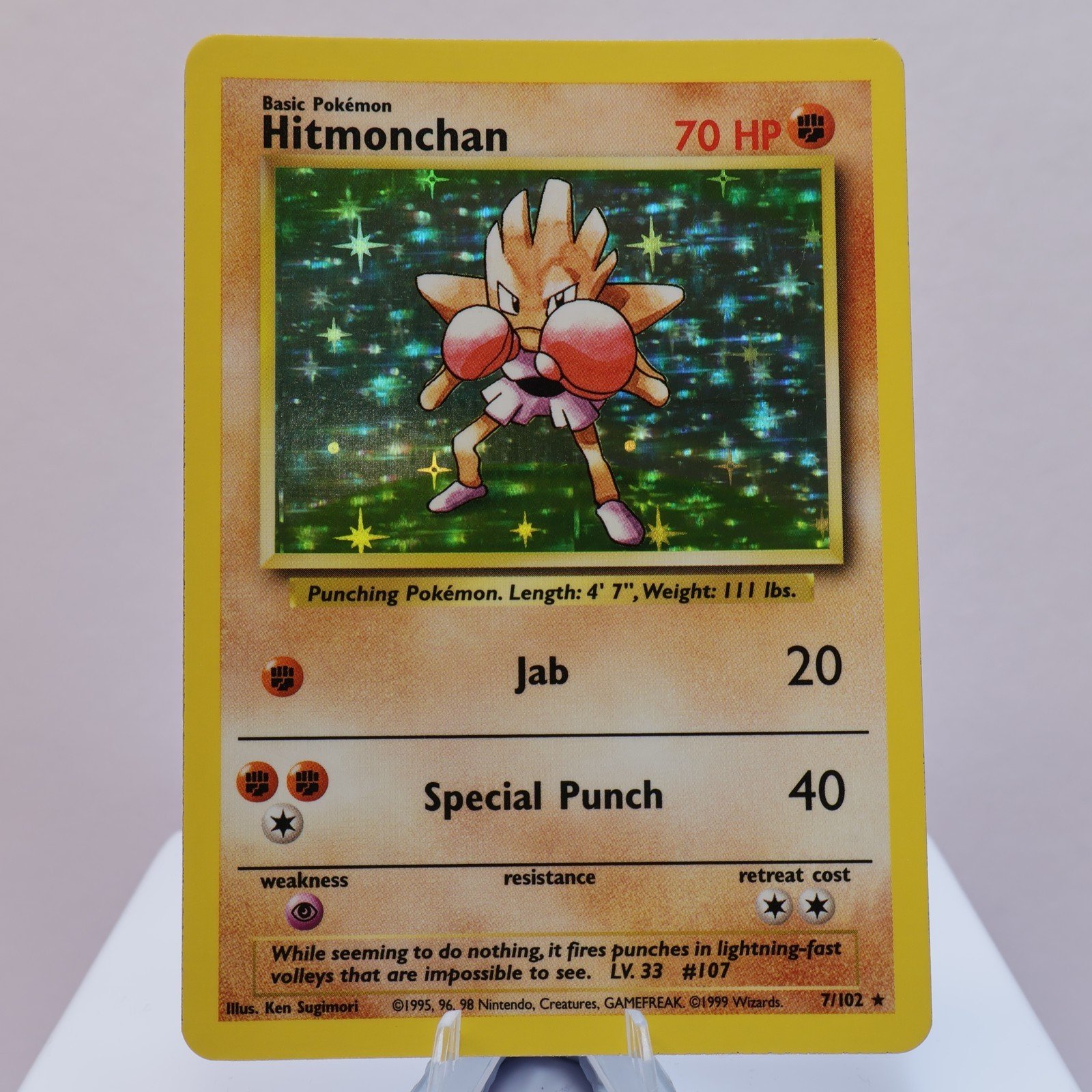 Pokemon TCG Hitmonchan 7102 Base Set Holo Rare WOTC 1999 EXCNM 167830364453 2