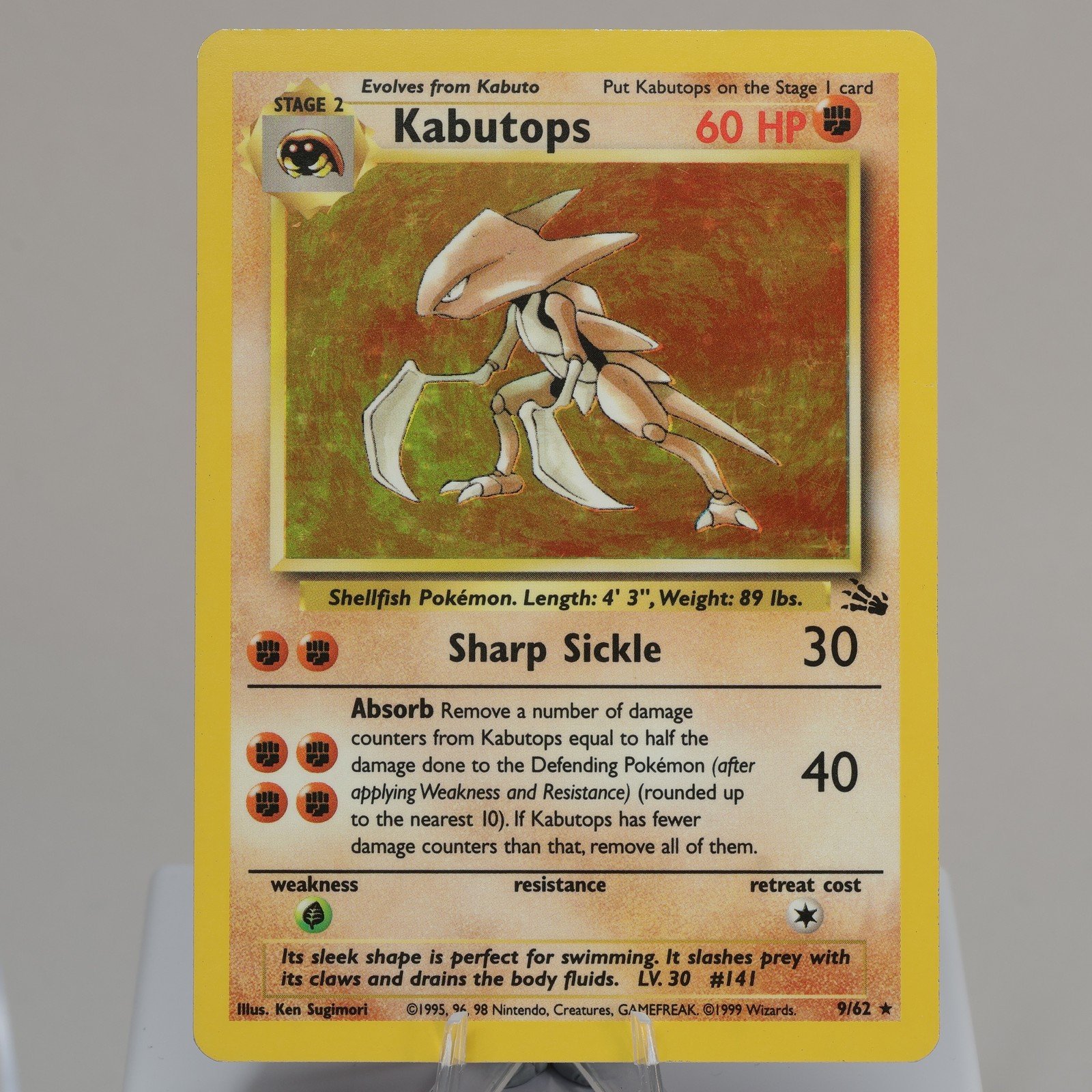 Pokemon TCG Kabutops 962 Fossil Holo Rare WOTC 1999 EXC Crease 167974214043 2
