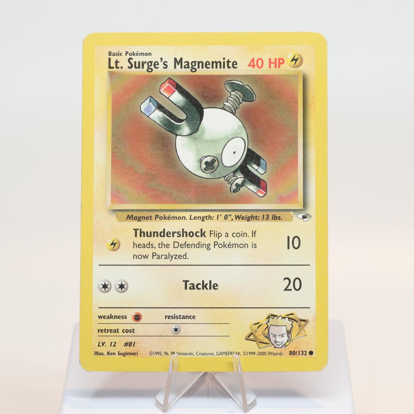 Pokemon TCG Lt Surges Magnemite 80132 Gym Heroes Common WOTC MPIndent 168232466183 2