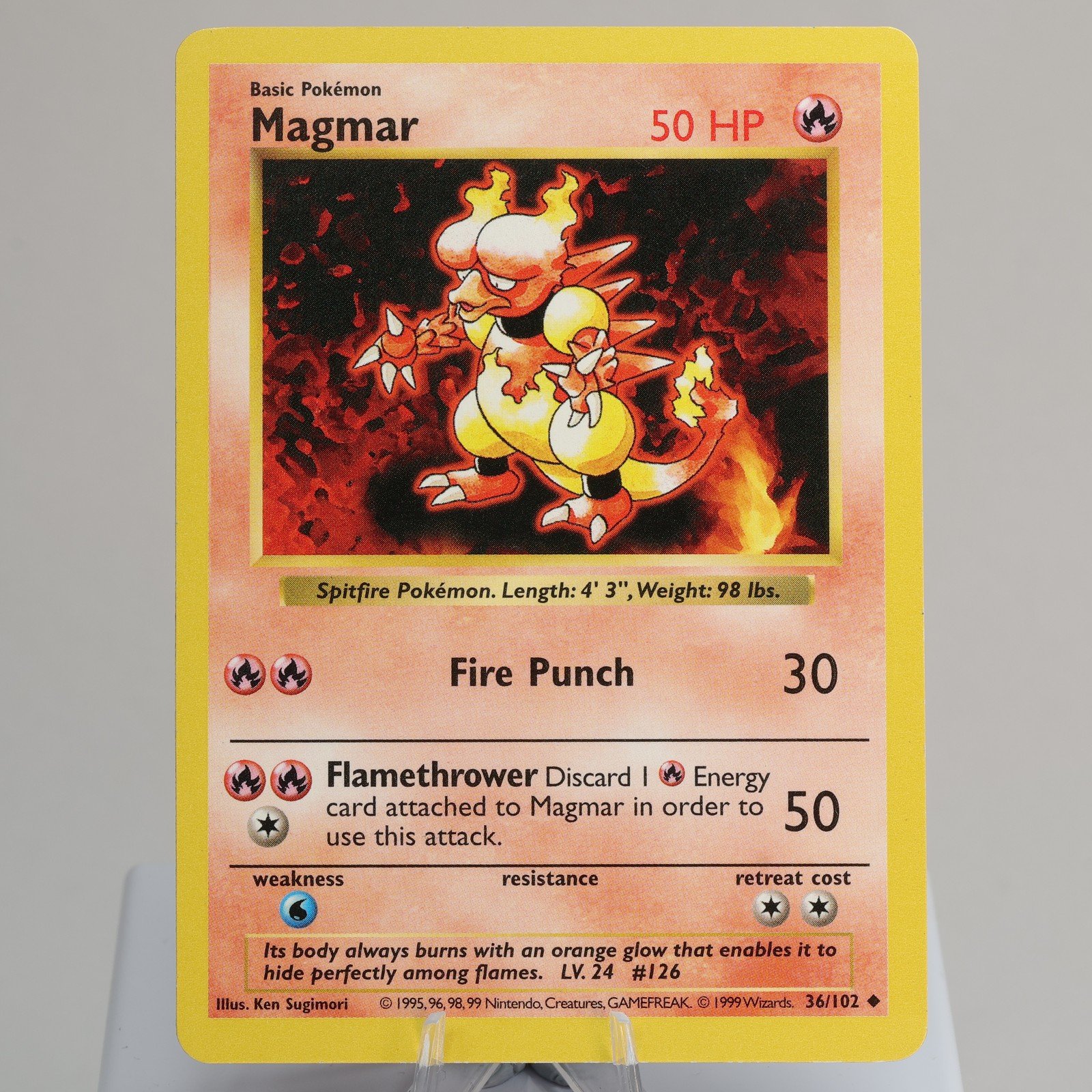 Pokemon TCG Magmar 36102 Base Set Uncommon Shadowless WOTC 1999 EXCNM 168006227423 2