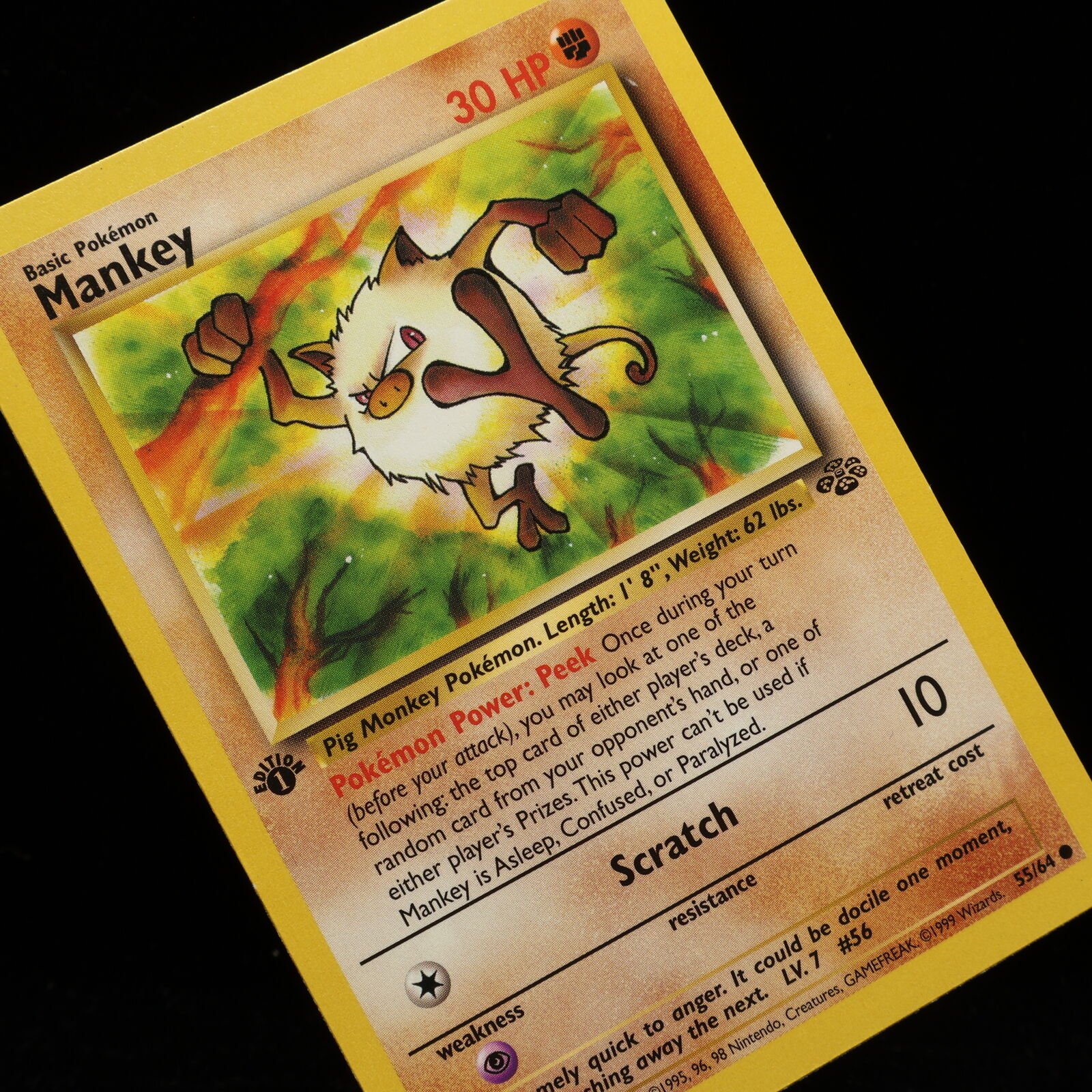 Pokemon TCG – Mankey 55/64 Jungle Common 1st Edition WOTC 1999 – NM