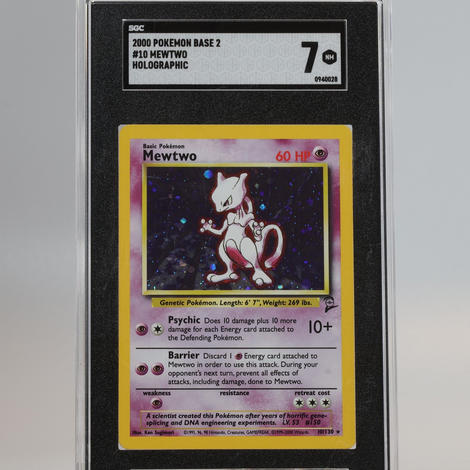 Pokemon TCG Mewtwo 10130 Base Set 2 Holo Rare SGC 7 NM 168126766353 2