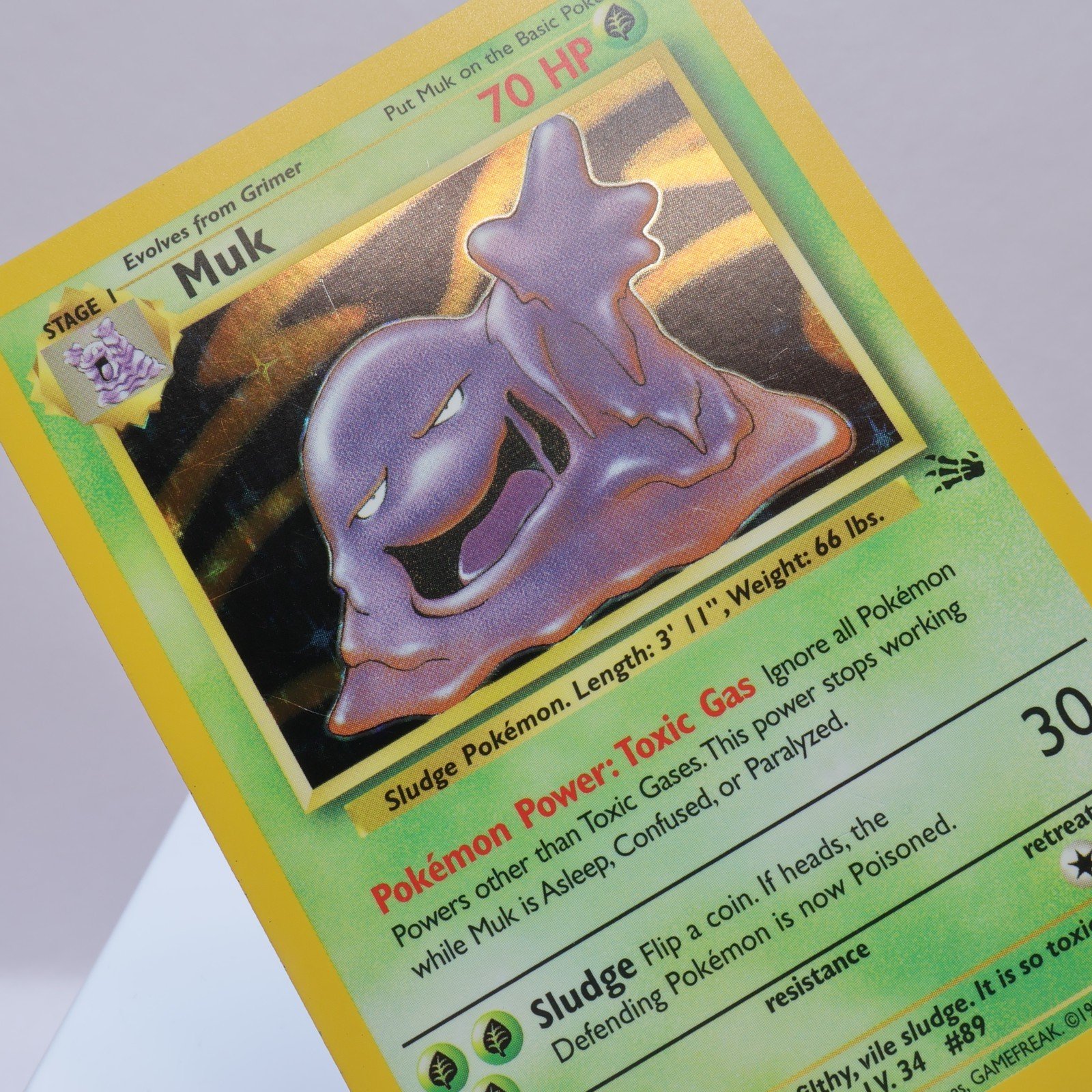 Pokemon TCG – Muk 13/62 Fossil Holo Rare  WOTC 1999 – EXC