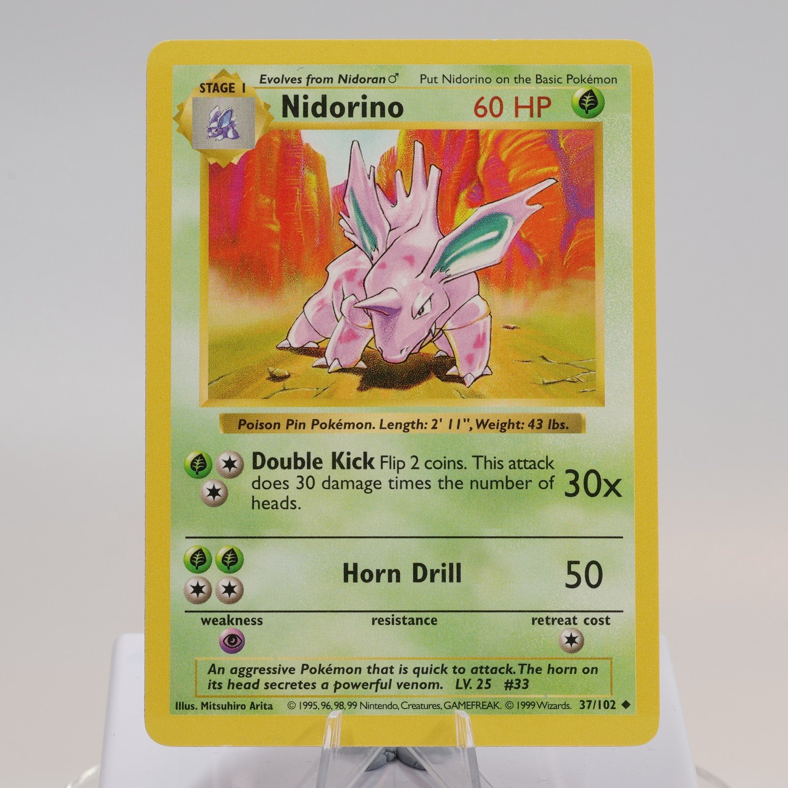 Pokemon TCG Nidorino 37102 Base Set Uncommon Shadowless WOTC 1999 EXCNM 168144948193 2