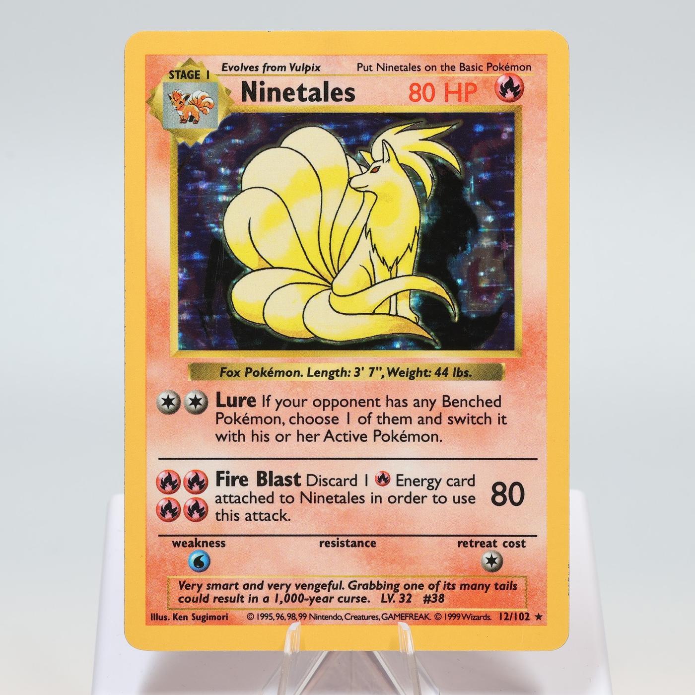 Pokemon TCG Ninetales 12102 Base Set Holo Rare Shadowless WOTC EXC 168421188093 2