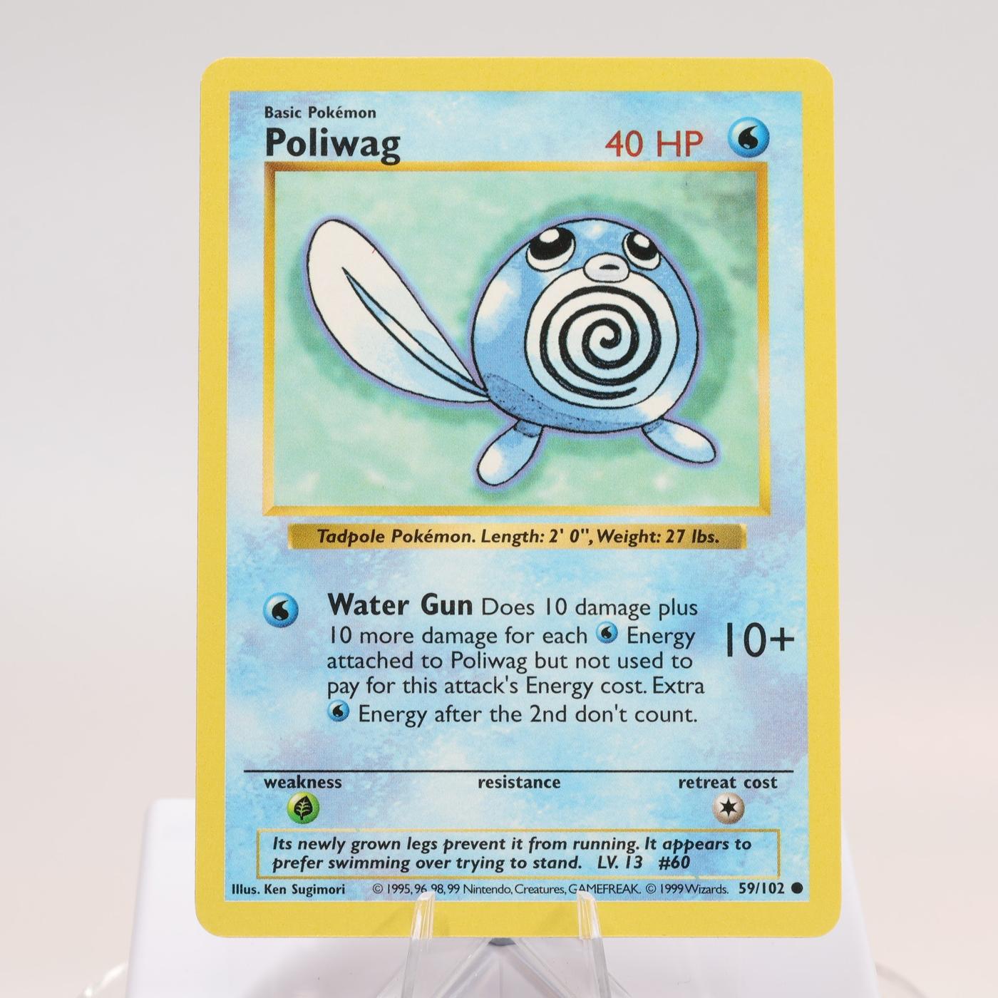 Pokemon TCG Poliwag 59102 Base Set Common Shadowless WOTC 1999 EXCNM 168144948213 2