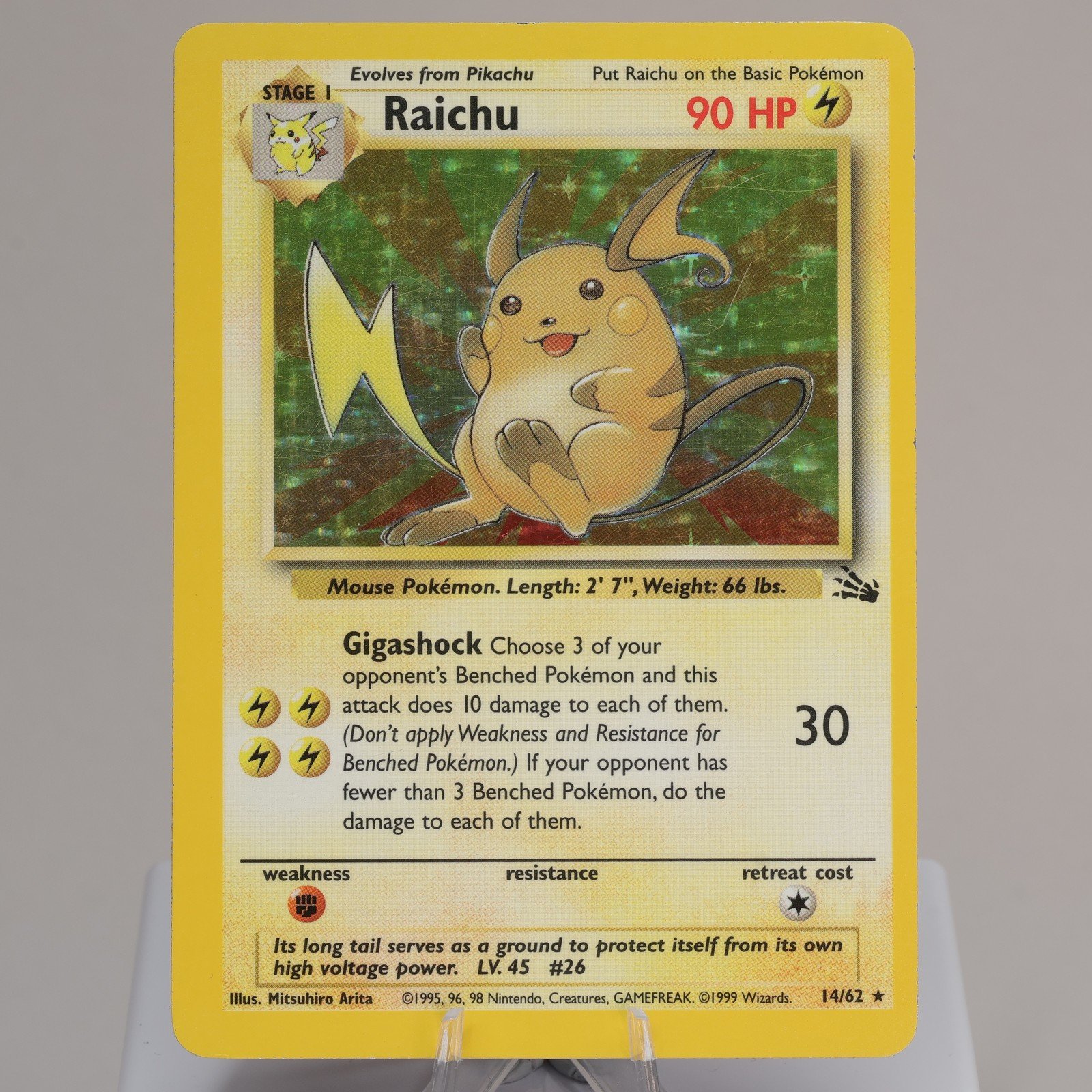 Pokemon TCG Raichu 1462 Fossil Holo Rare WOTC 1999 EXC Indent 167974214033 2