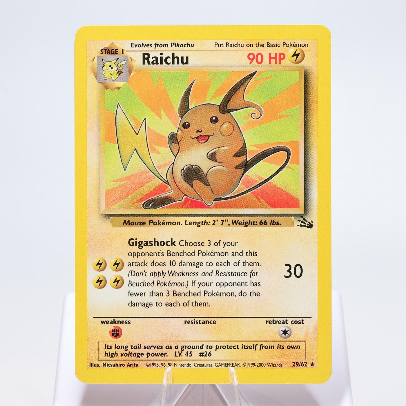 Pokemon TCG Raichu 2962 Fossil Rare WOTC EXCNM 168327252503 2