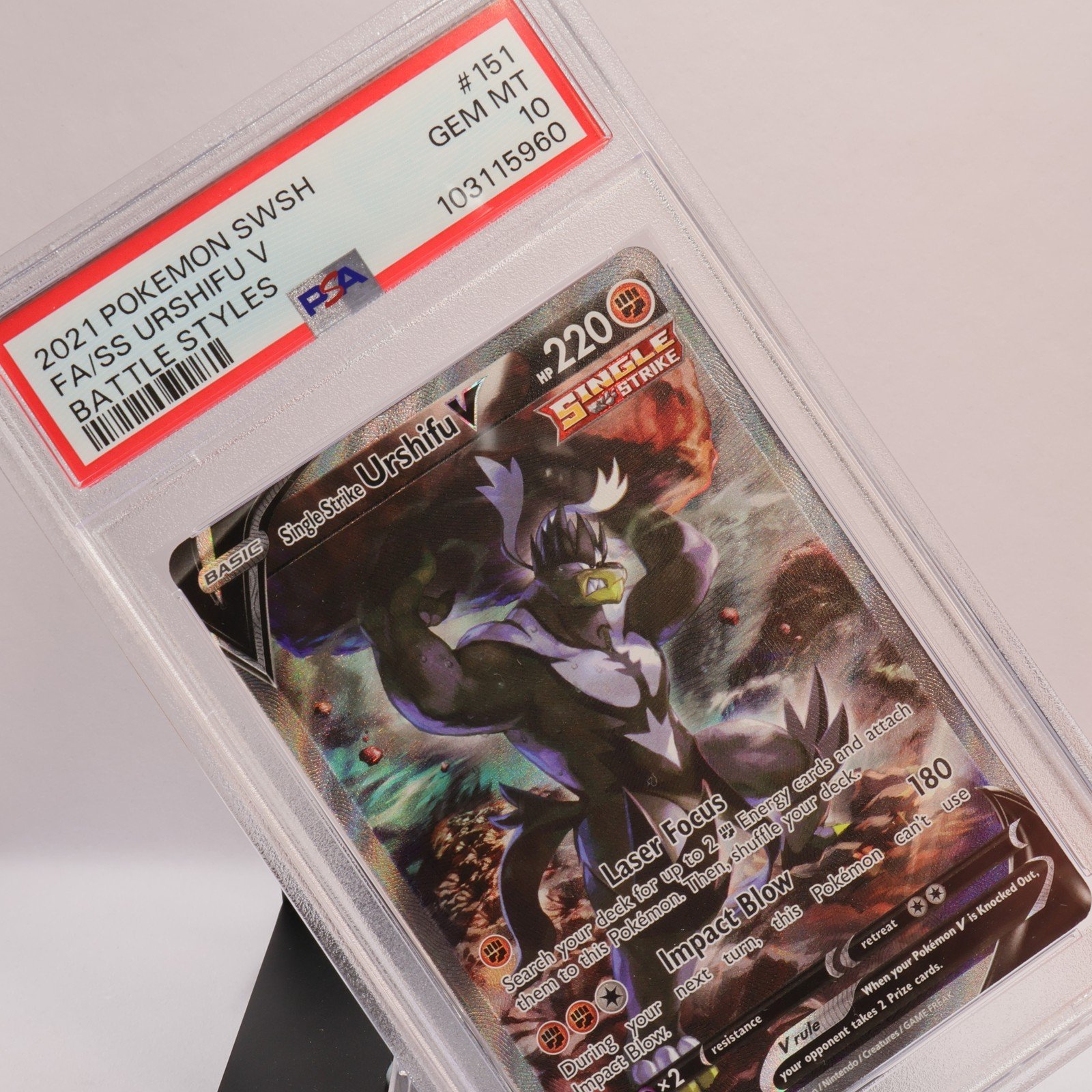 Pokemon TCG – Single Strike Urshifu V 151/163 Battle Styles FA   – PSA 10 GEM MT