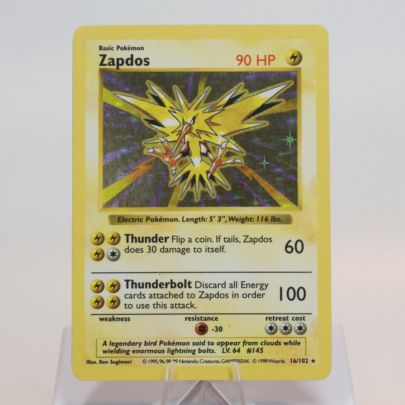 Pokemon TCG Zapdos 16102 Base Set Holo Rare Shadowless WOTC EXC 168205418413 2
