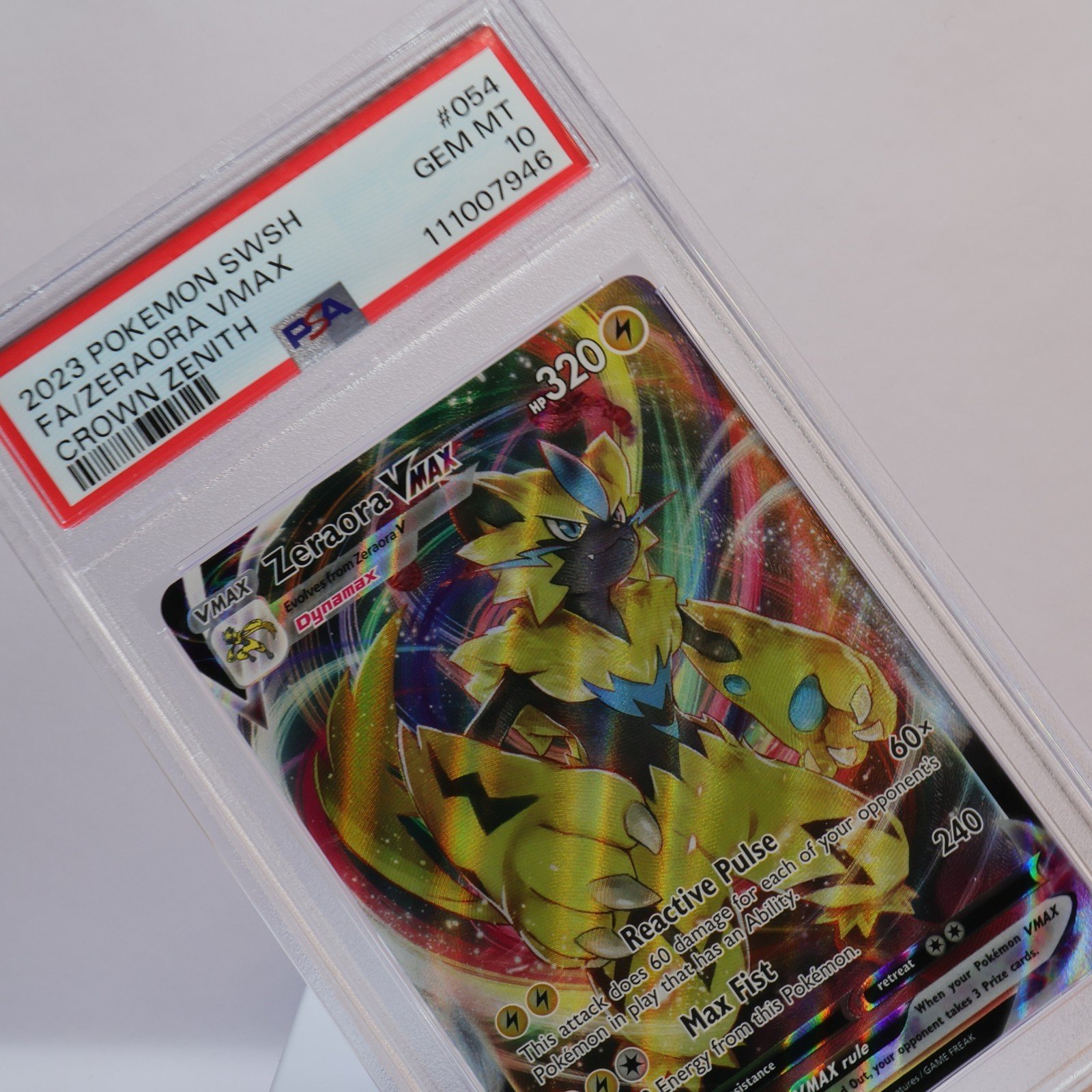 Pokemon TCG – Zeraora VMAX 54/159 Crown Zenith V Rare  – PSA 10 GEM MT