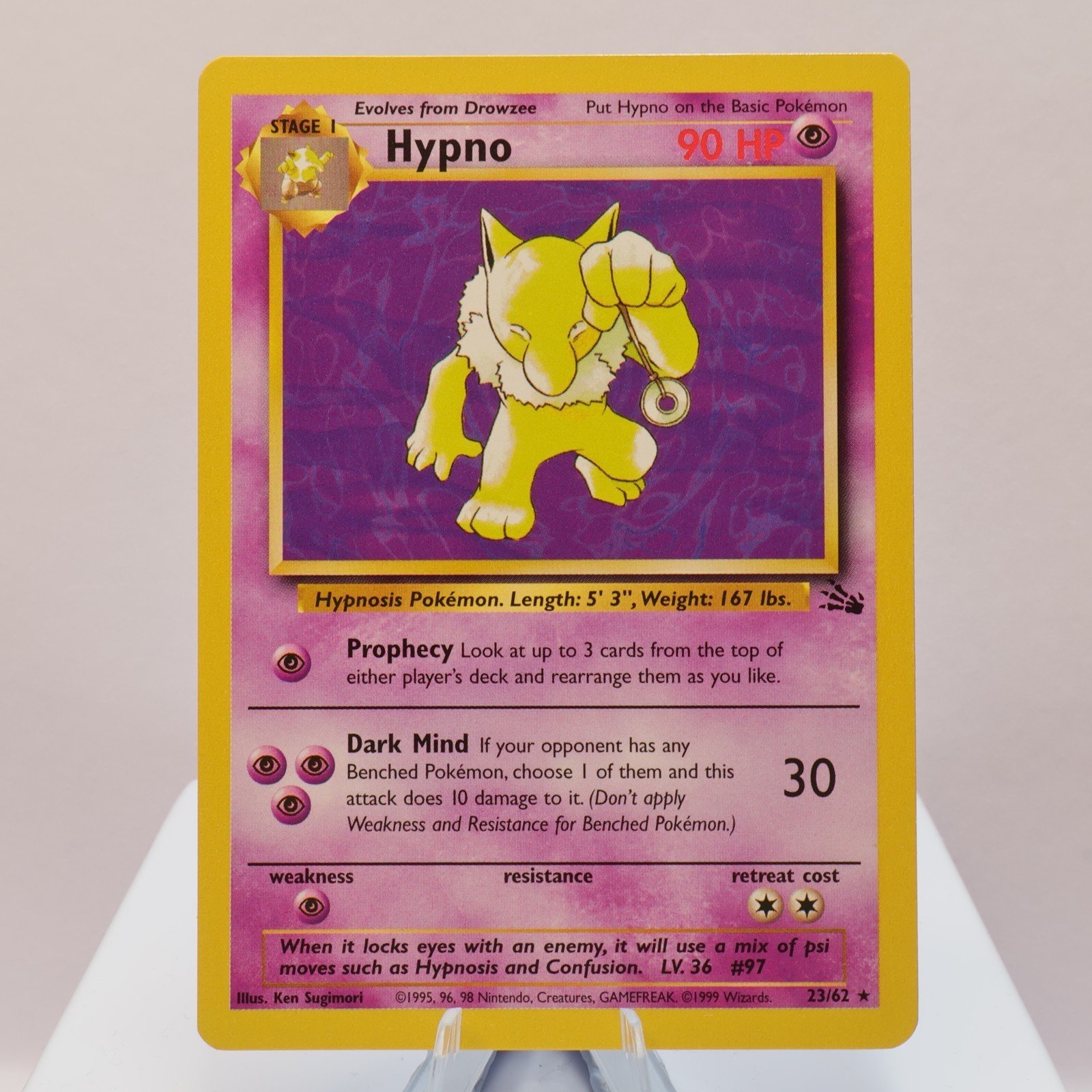 Pokemon TCG Hypno 2362 Fossil Rare WOTC 1999 NM Ink Dot On Back 167710747814 2
