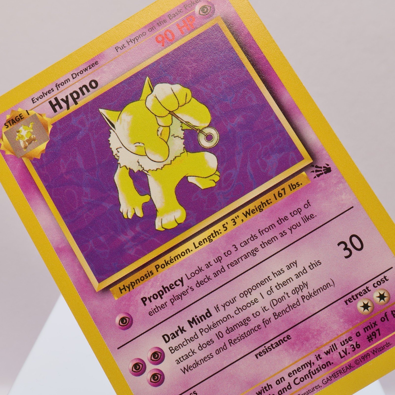Pokemon TCG Hypno 2362 Fossil Rare WOTC 1999 NM Ink Dot On Back 167710747814
