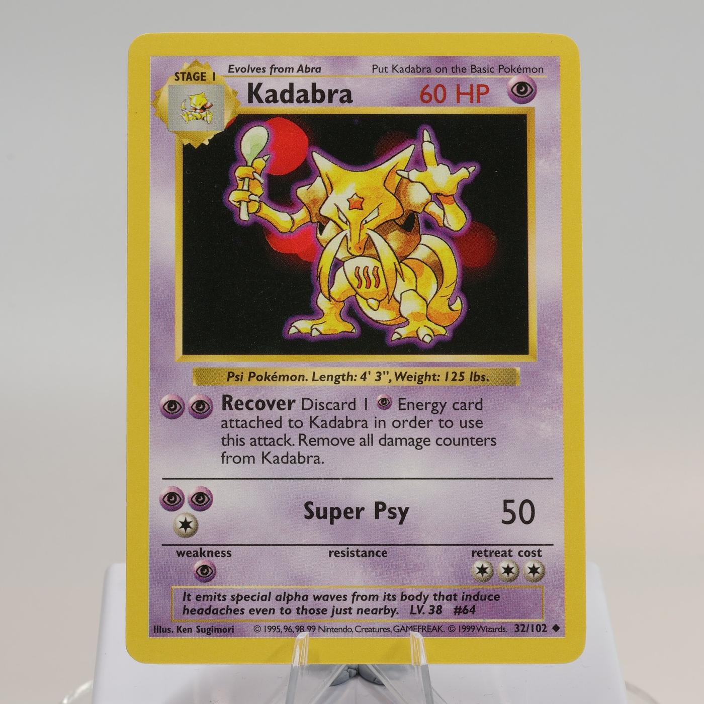 Pokemon TCG Kadabra 32102 Base Set Uncommon Shadowless WOTC 1999 EXCNM 168144948184 2