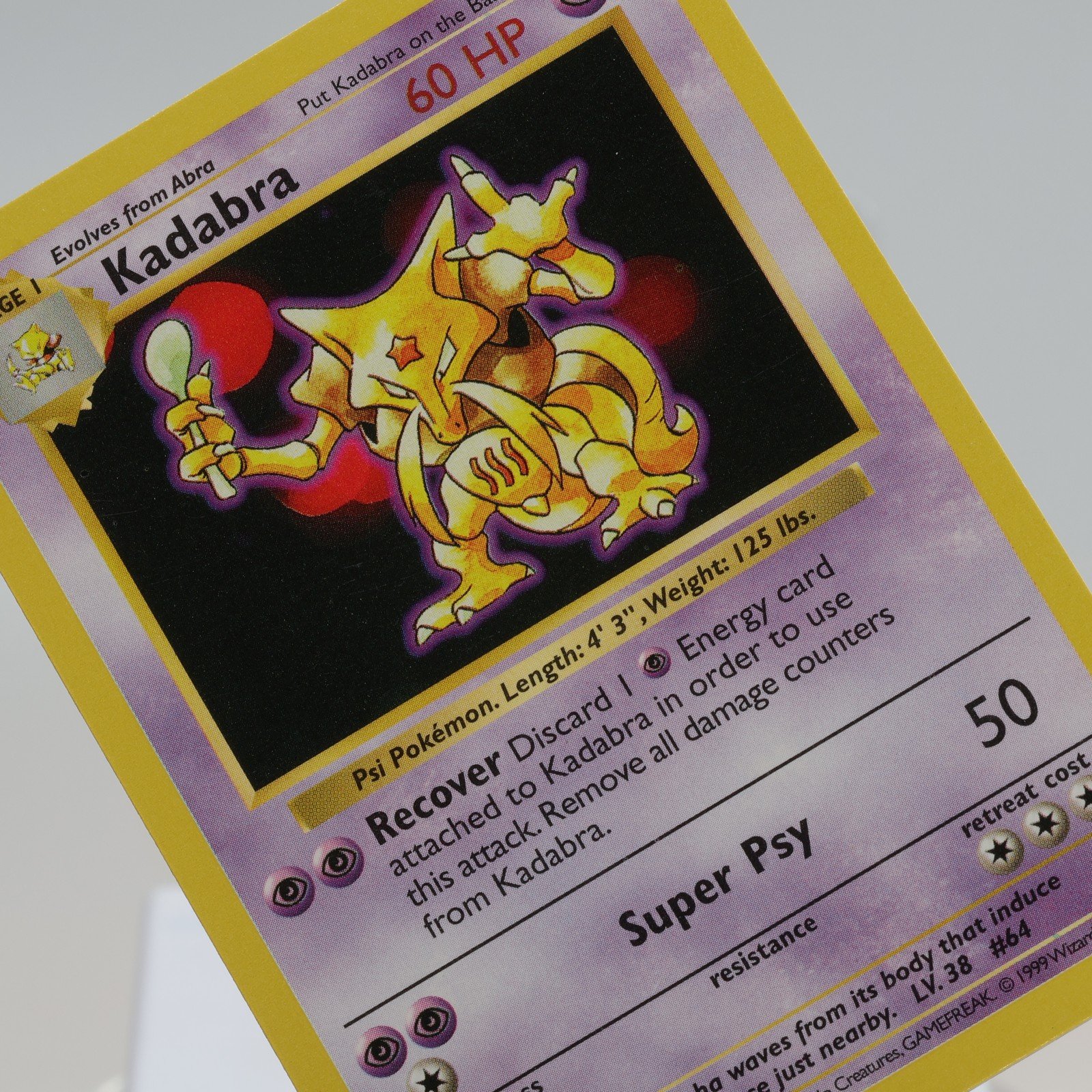 Pokemon TCG – Kadabra 32/102 Base Set Uncommon Shadowless WOTC 1999 – EXC/NM