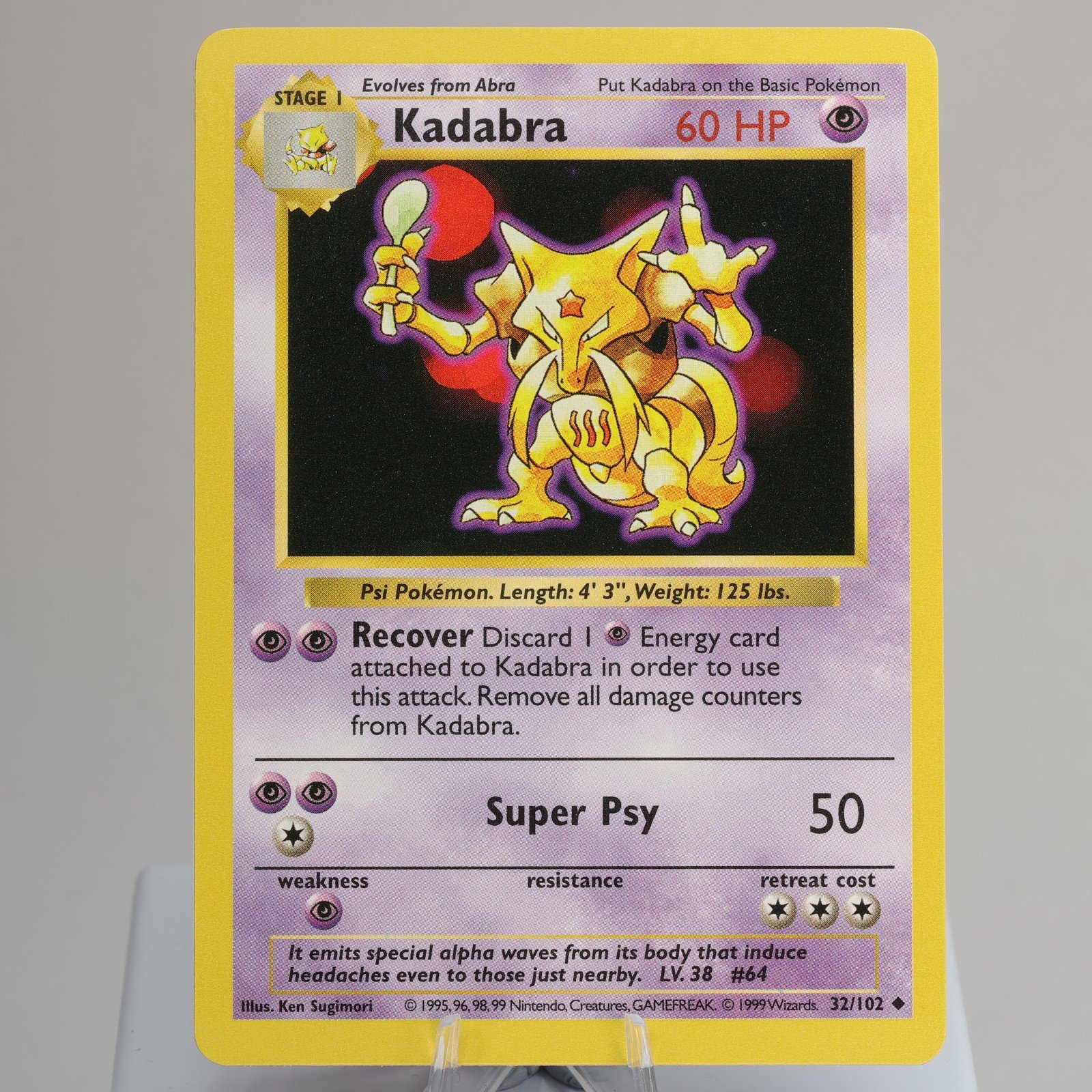 Pokemon TCG Kadabra 32102 Base Set Uncommon Shadowless WOTC 1999 NM 168006227364 2