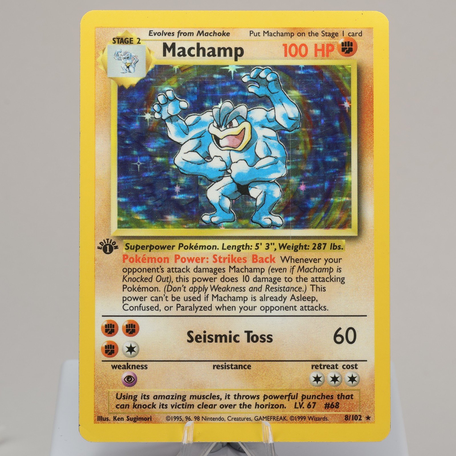 Pokemon TCG Machamp 8102 Base Set Holo Rare WOTC 1999 EXC Crease 167974214044 2