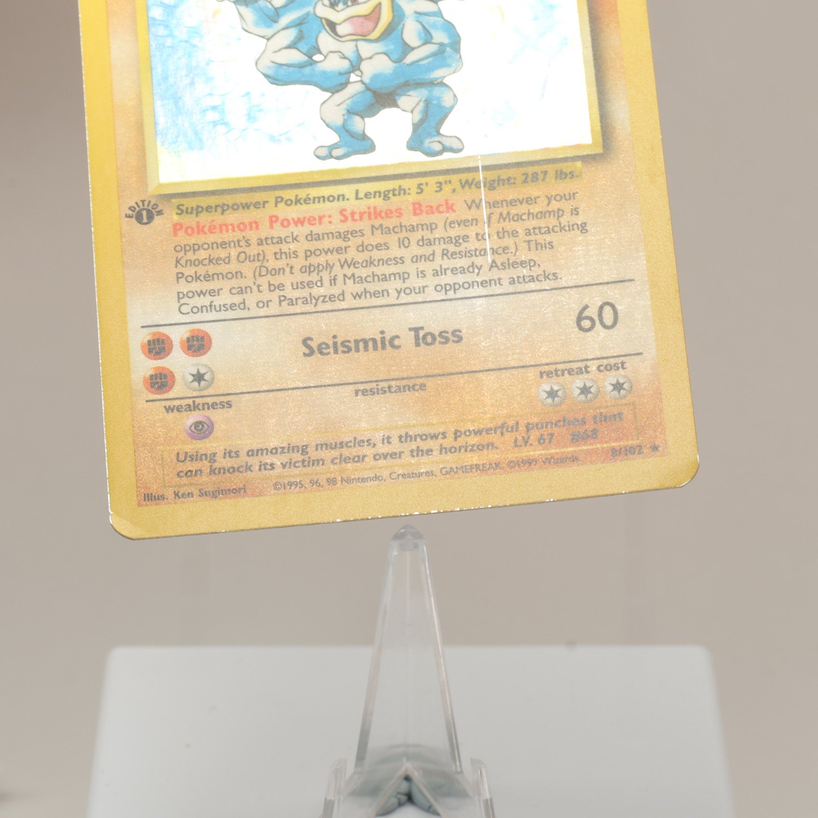 Pokemon TCG Machamp 8102 Base Set Holo Rare WOTC 1999 EXC Crease 167974214044 4