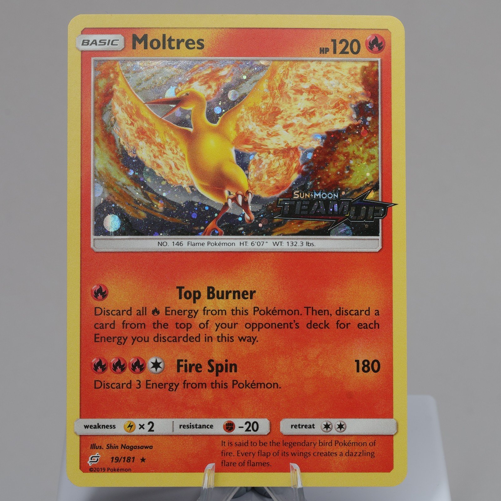 Pokemon TCG Moltres 19181 Team Up Holo Rare EXCNM Indent 167974214004 2