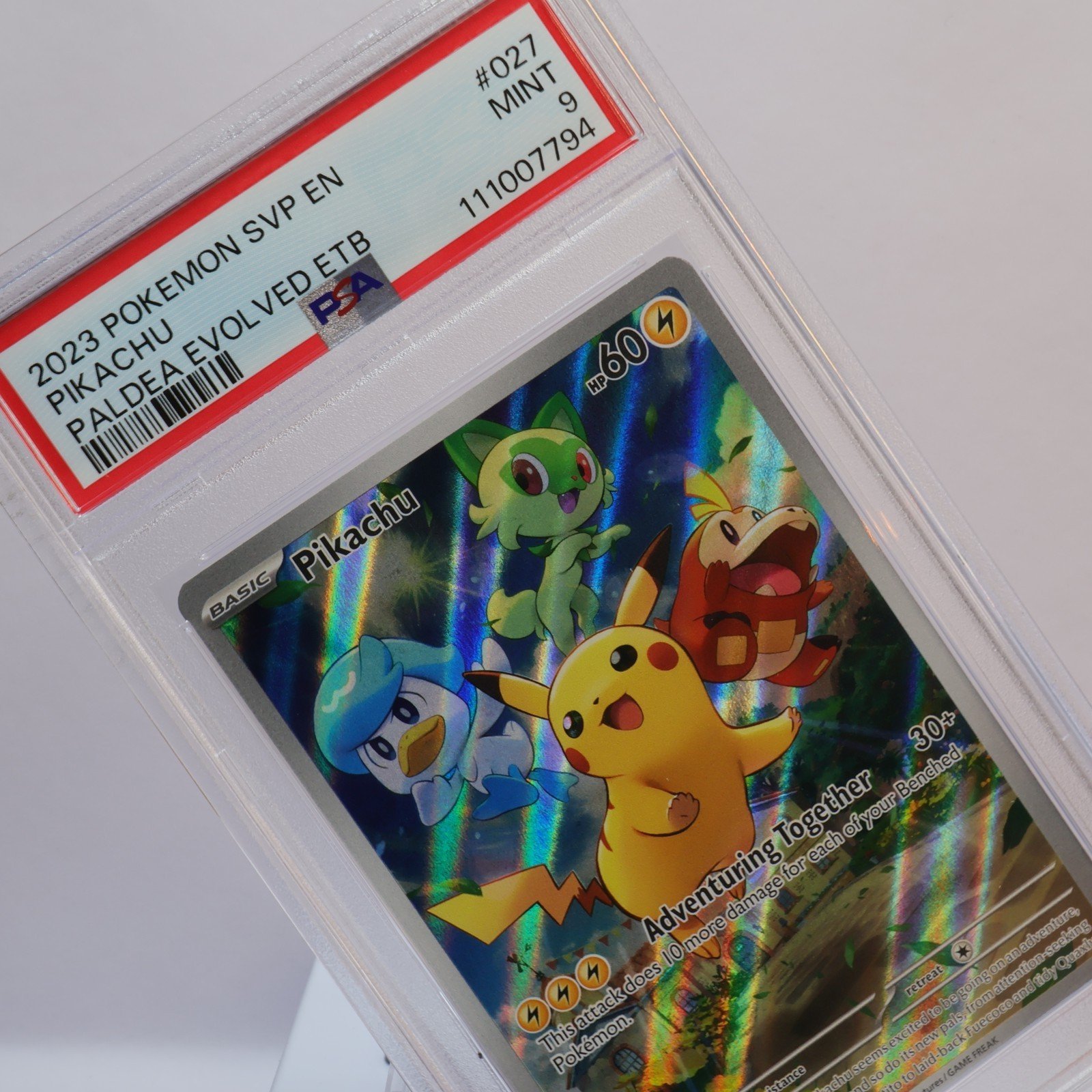 Pokemon TCG – Pikachu 027 SVP Black Star Promo Paldea Evolved ETB – PSA 9 MINT