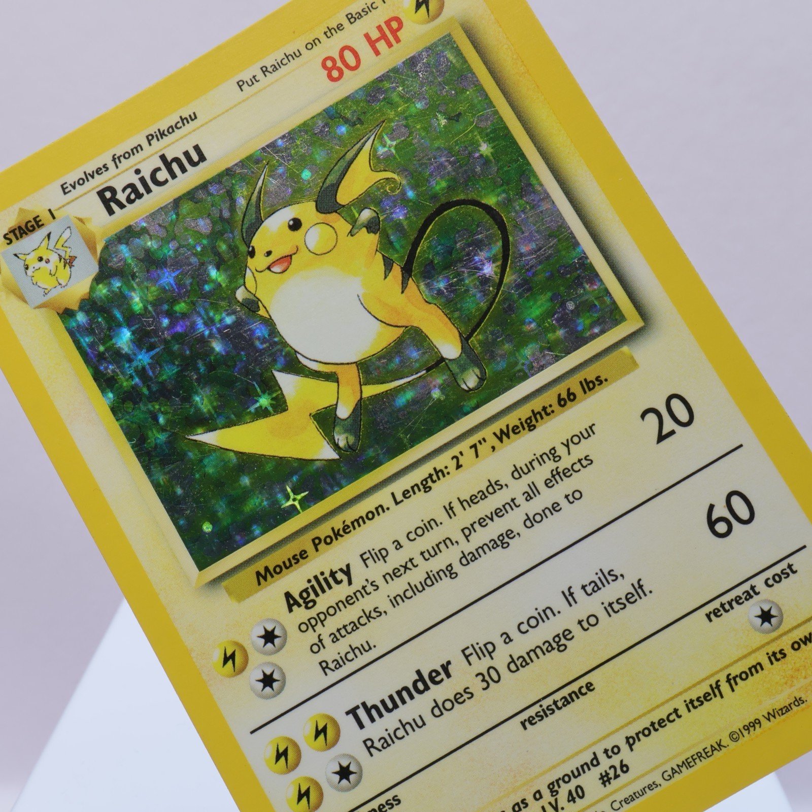 Pokemon TCG – Raichu 14/102 Base Set Holo Rare  WOTC 1999 – EXC
