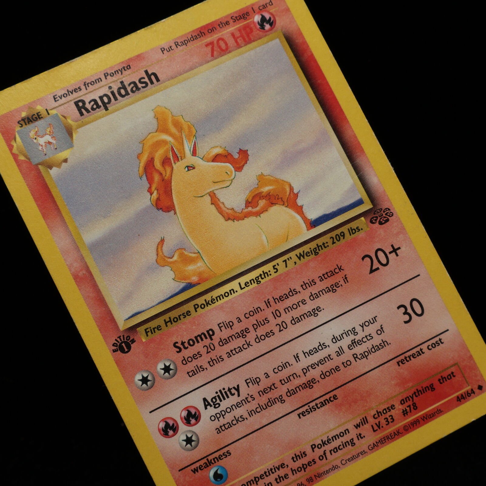 Pokemon TCG – Rapidash 44/64 Jungle Uncommon 1st Edition WOTC 1999