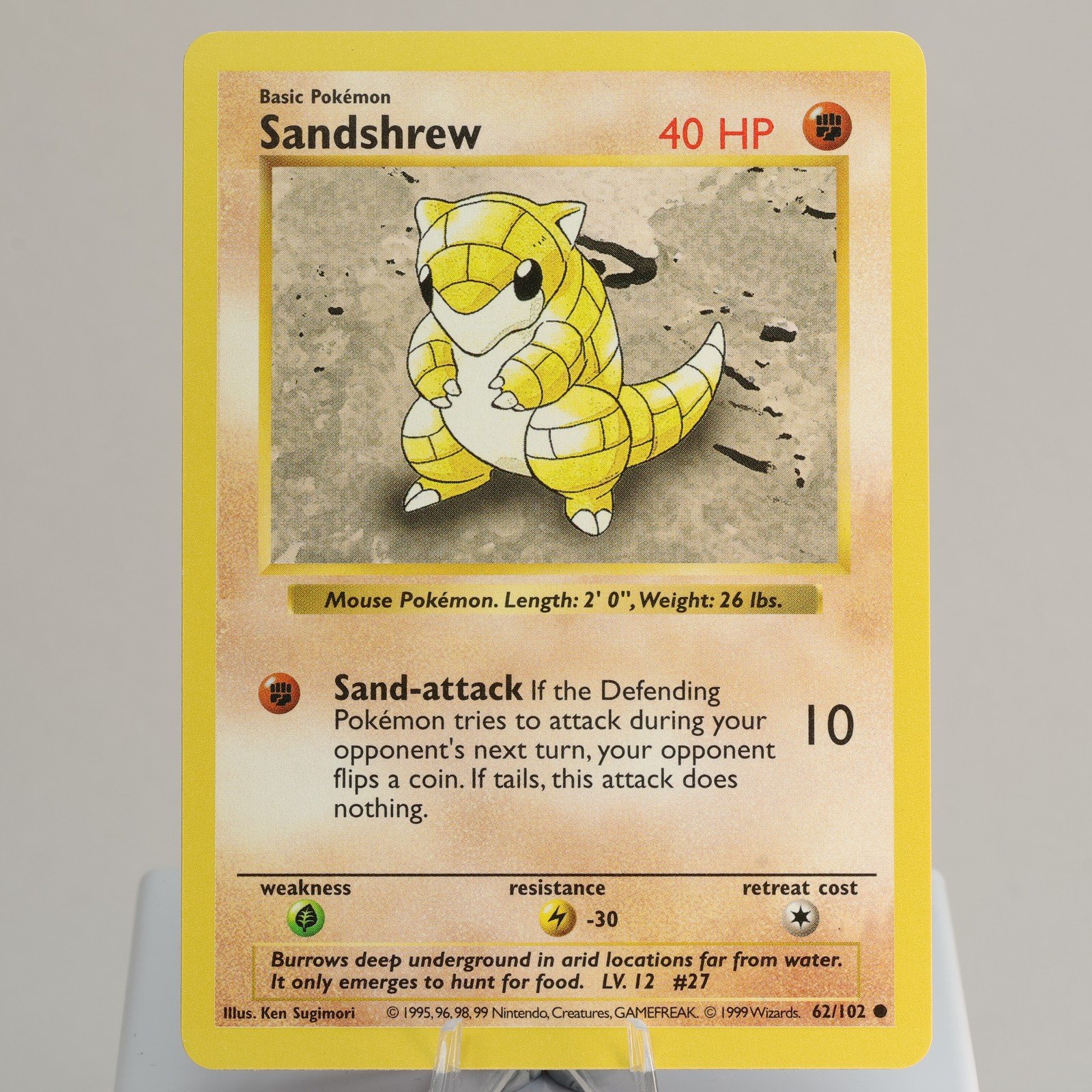 Pokemon TCG Sandshrew 62102 Base Set Common Shadowless WOTC 1999 NM 168006227444 2