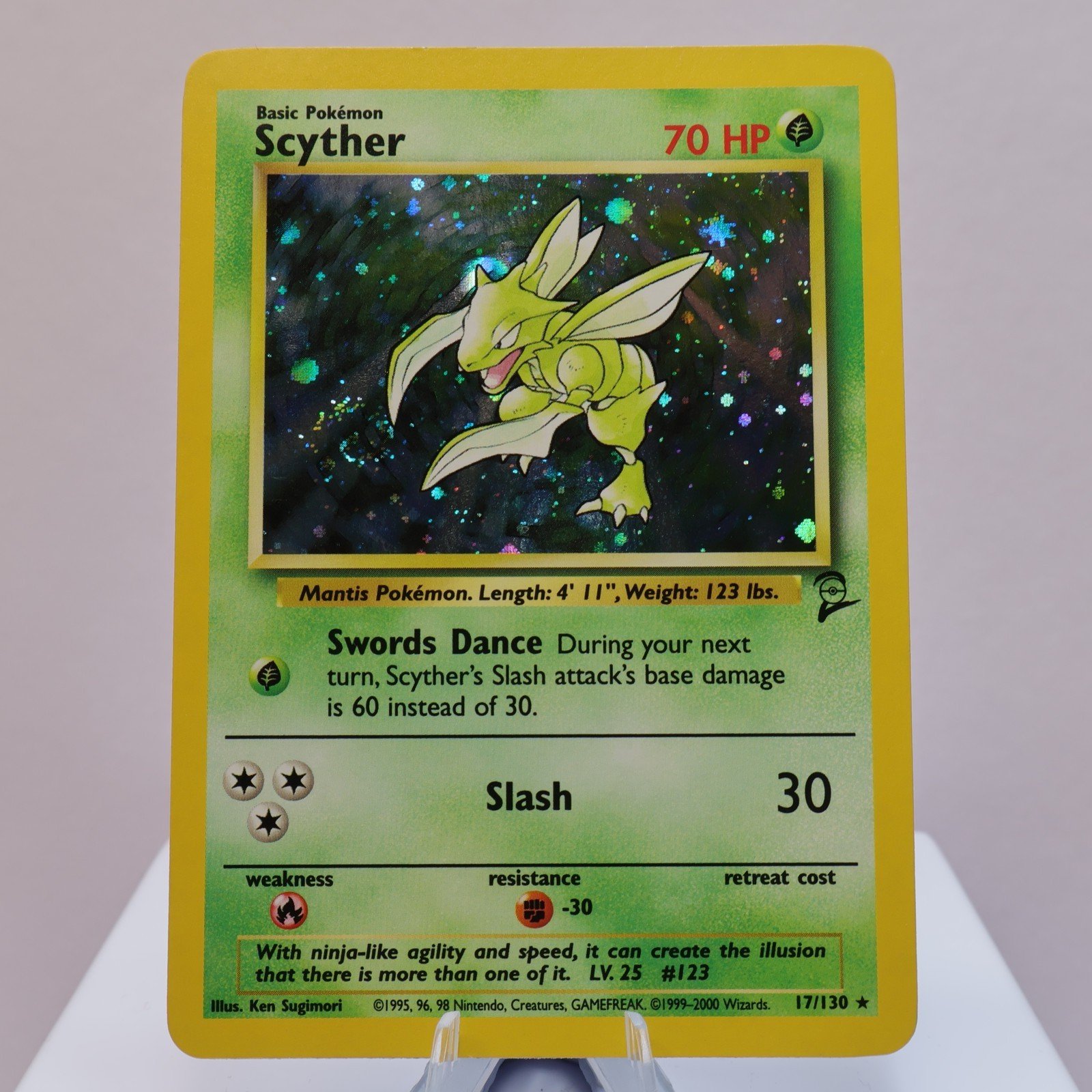 Pokemon TCG Scyther 17130 Base Set 2 Holo Rare WOTC 1999 EXCNM Indent 167830364454 2