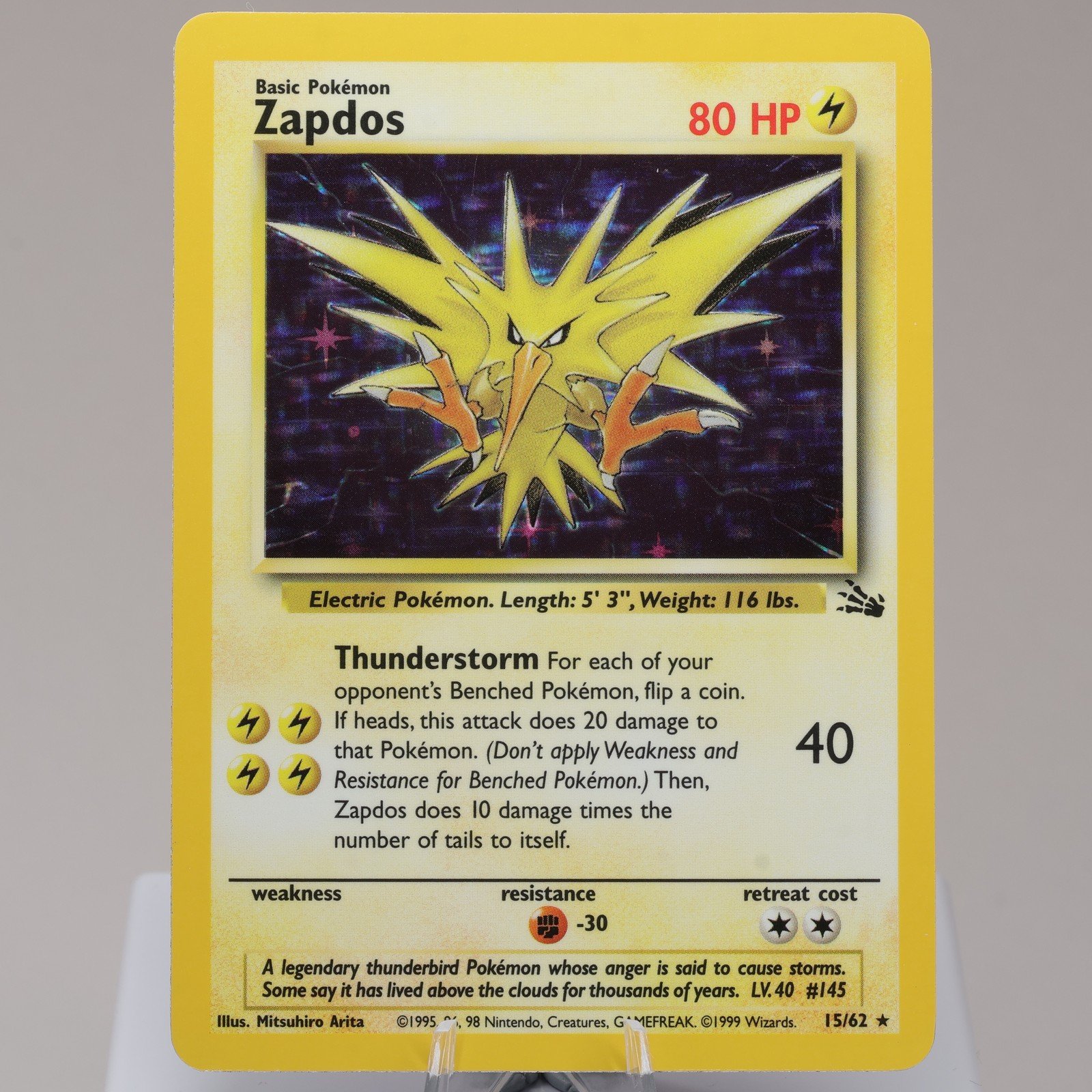 Pokemon TCG Zapdos 1562 Fossil Holo Rare WOTC 1999 NM 167950659114 2