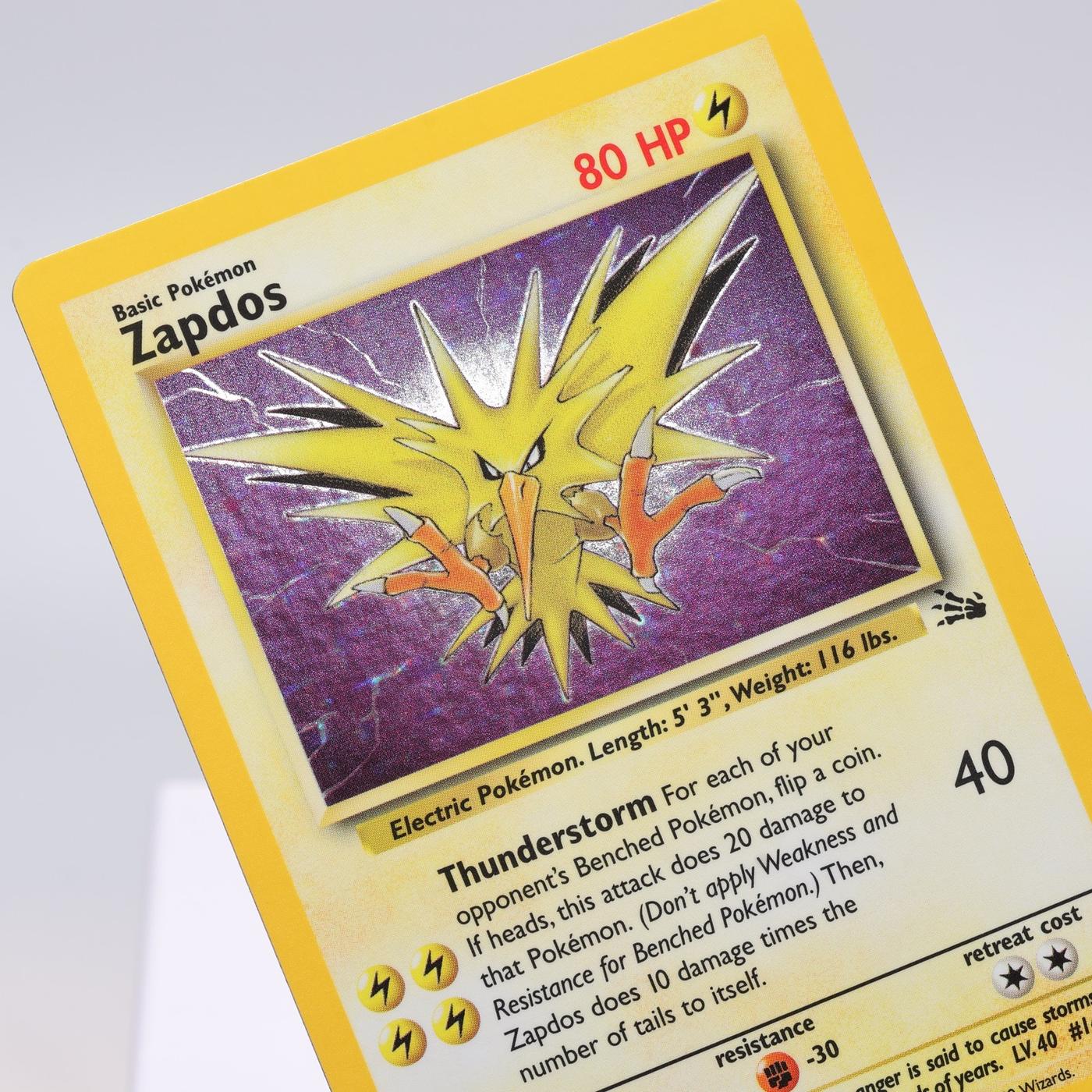 Pokemon TCG Zapdos 1562 Fossil Holo Rare WOTC EXCNM Corrected Holo 168421188124