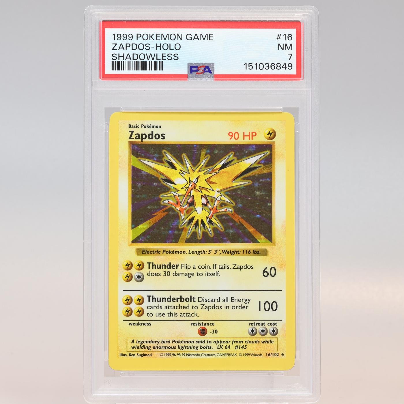 Pokemon TCG Zapdos 16102 Base Set Holo Rare Shadowless PSA 7 NM 168441076084 2