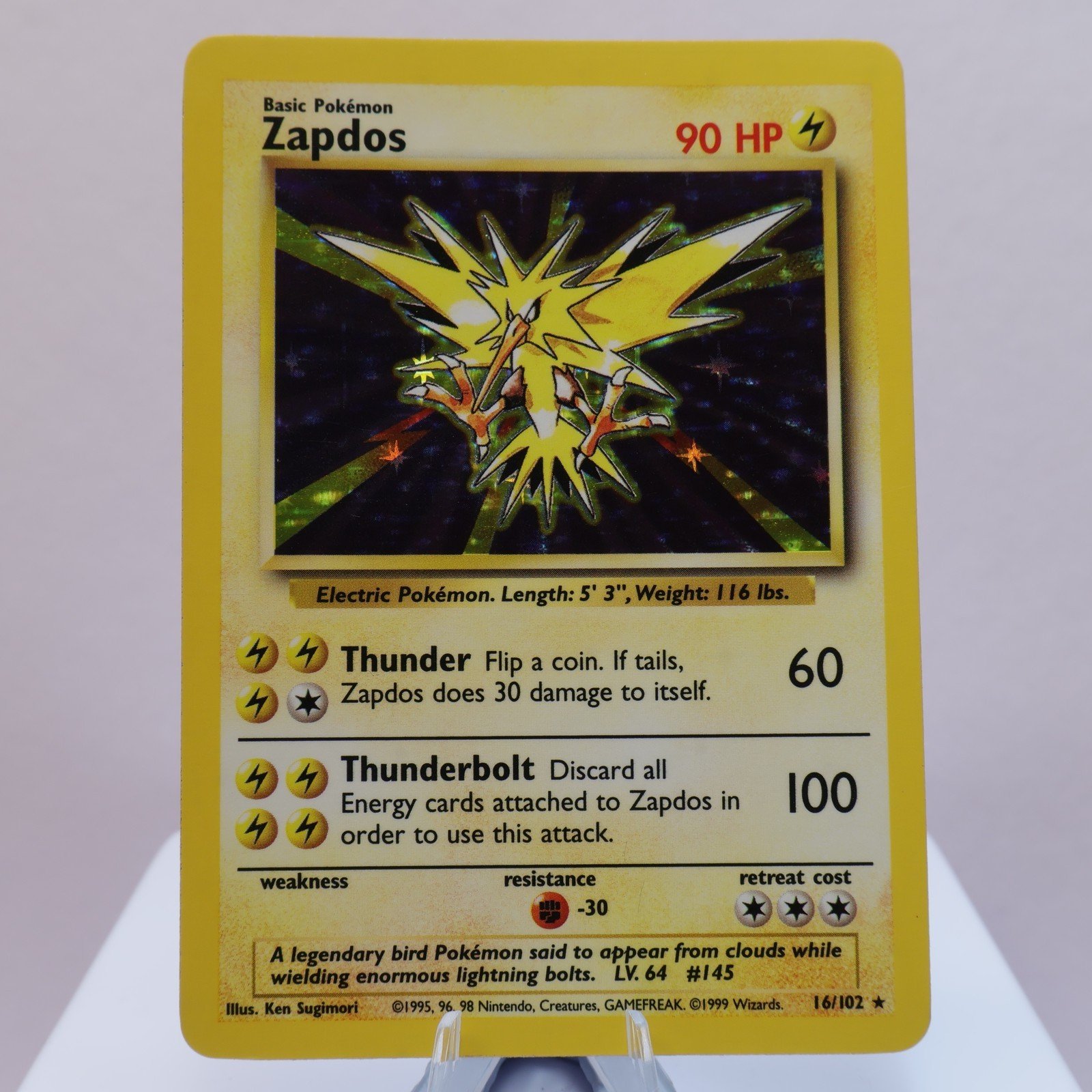 Pokemon TCG Zapdos 16102 Base Set Holo Rare WOTC 1999 EXCNM 167830364444 2