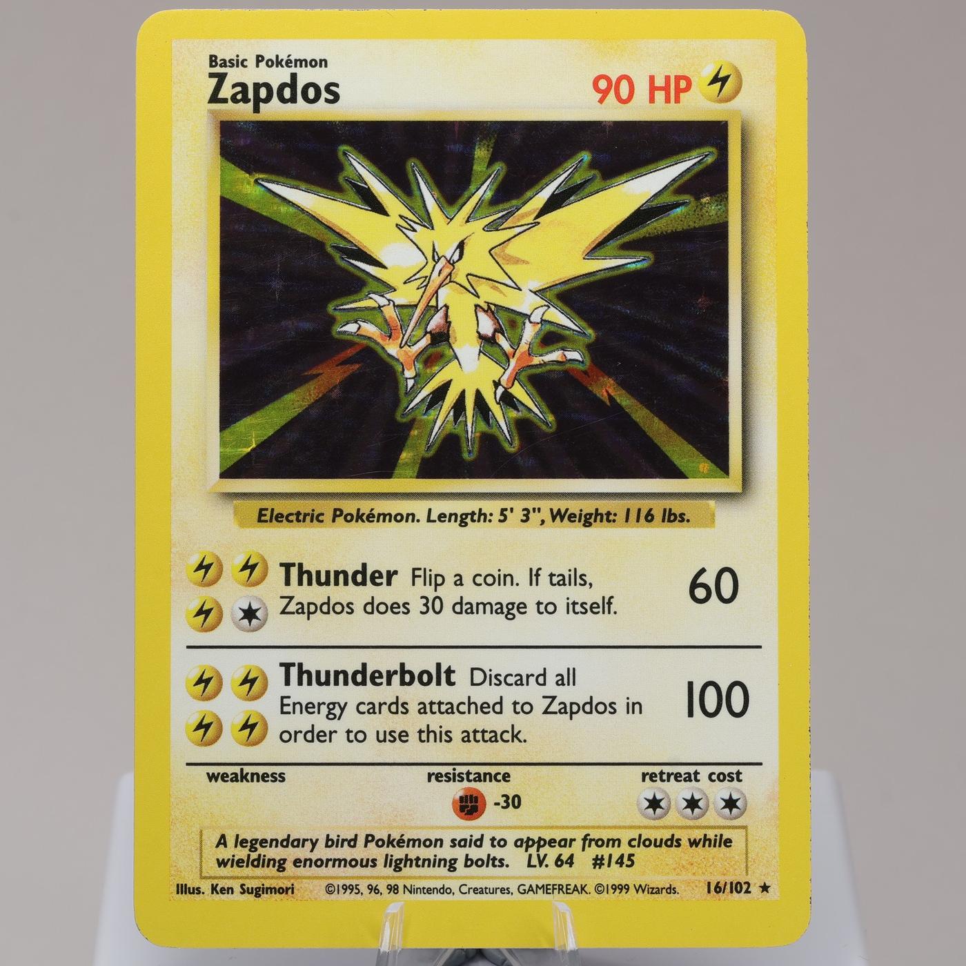 Pokemon TCG Zapdos 16102 Base Set Holo Rare WOTC 1999 NMEXC 167950659124 2