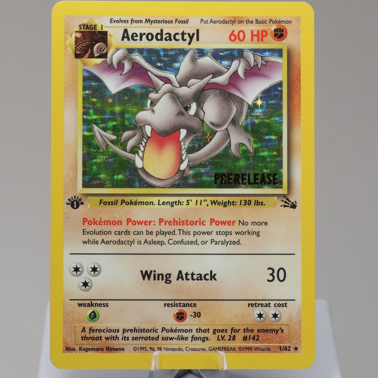 Pokemon TCG Aerodactyl 162 Fossil Holo Rare 1st Edition WOTC 1999 EXC 167950658965 2