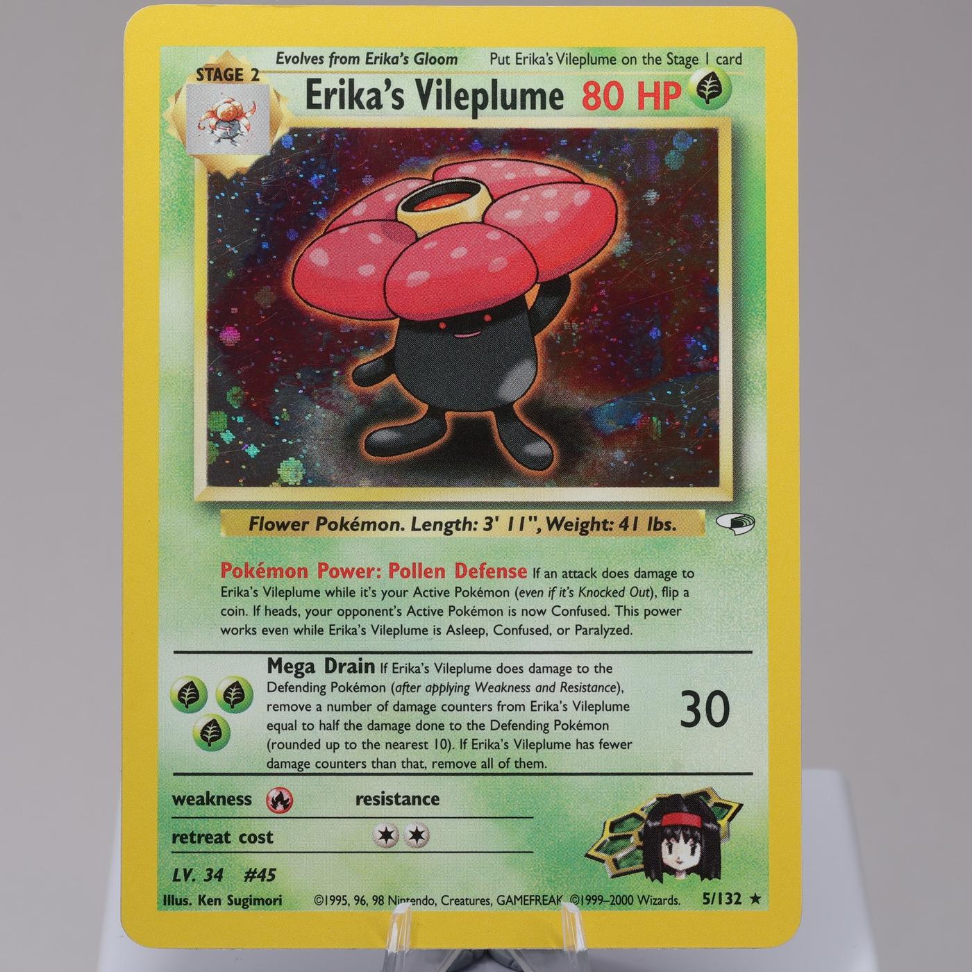 Pokemon TCG Erikas Vileplume 5132 Gym Heroes Holo Rare WOTC 1999 EXC 167950658995 2