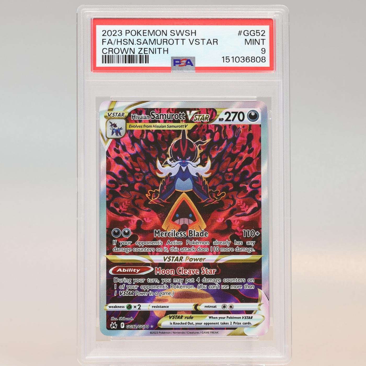 Pokemon TCG Hisuian Samurott VSTAR GG52GG70 Crown Zenith PSA 9 MINT 168441076115 2