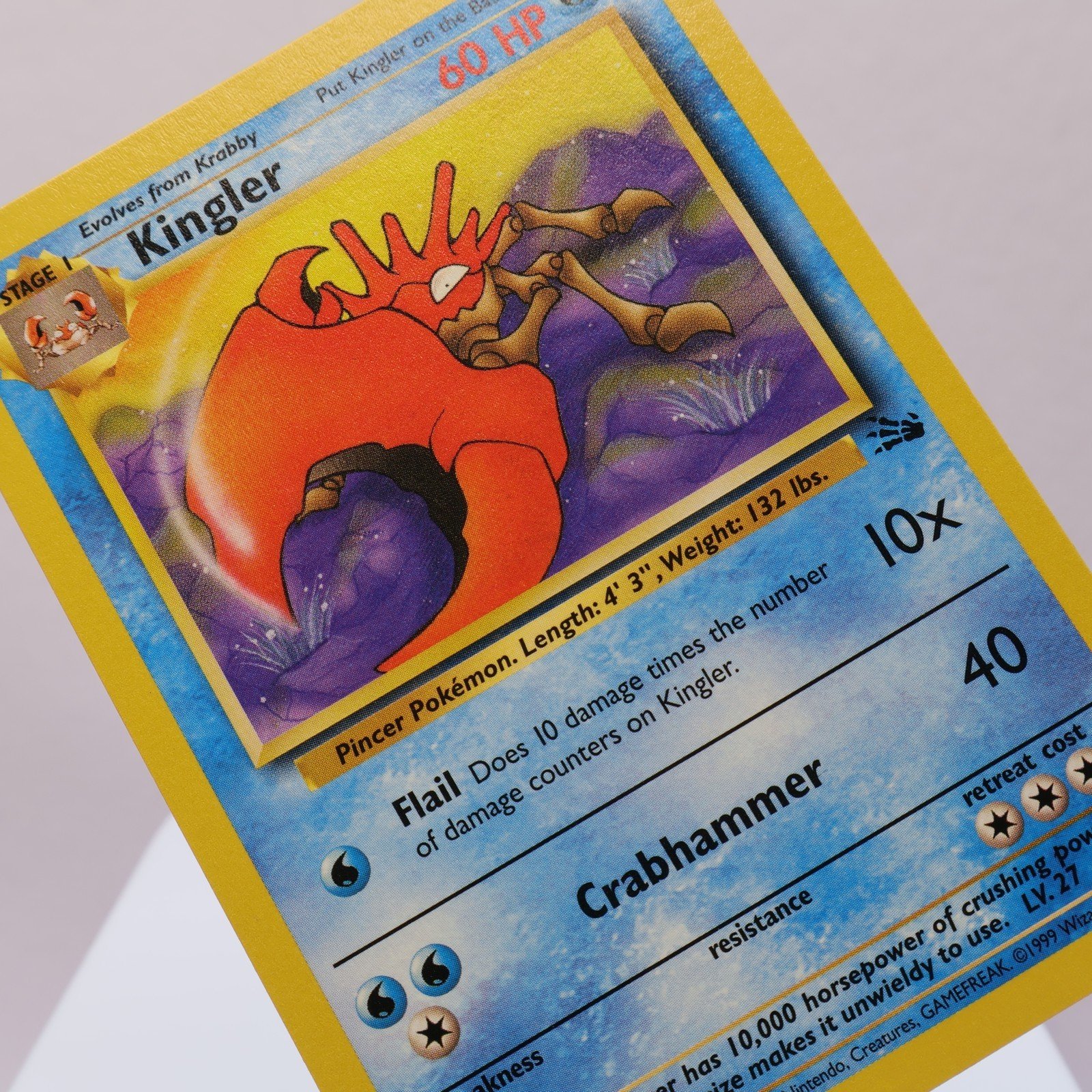Pokemon TCG – Kingler 38/62 Fossil Uncommon  WOTC 1999 – EXC/NM