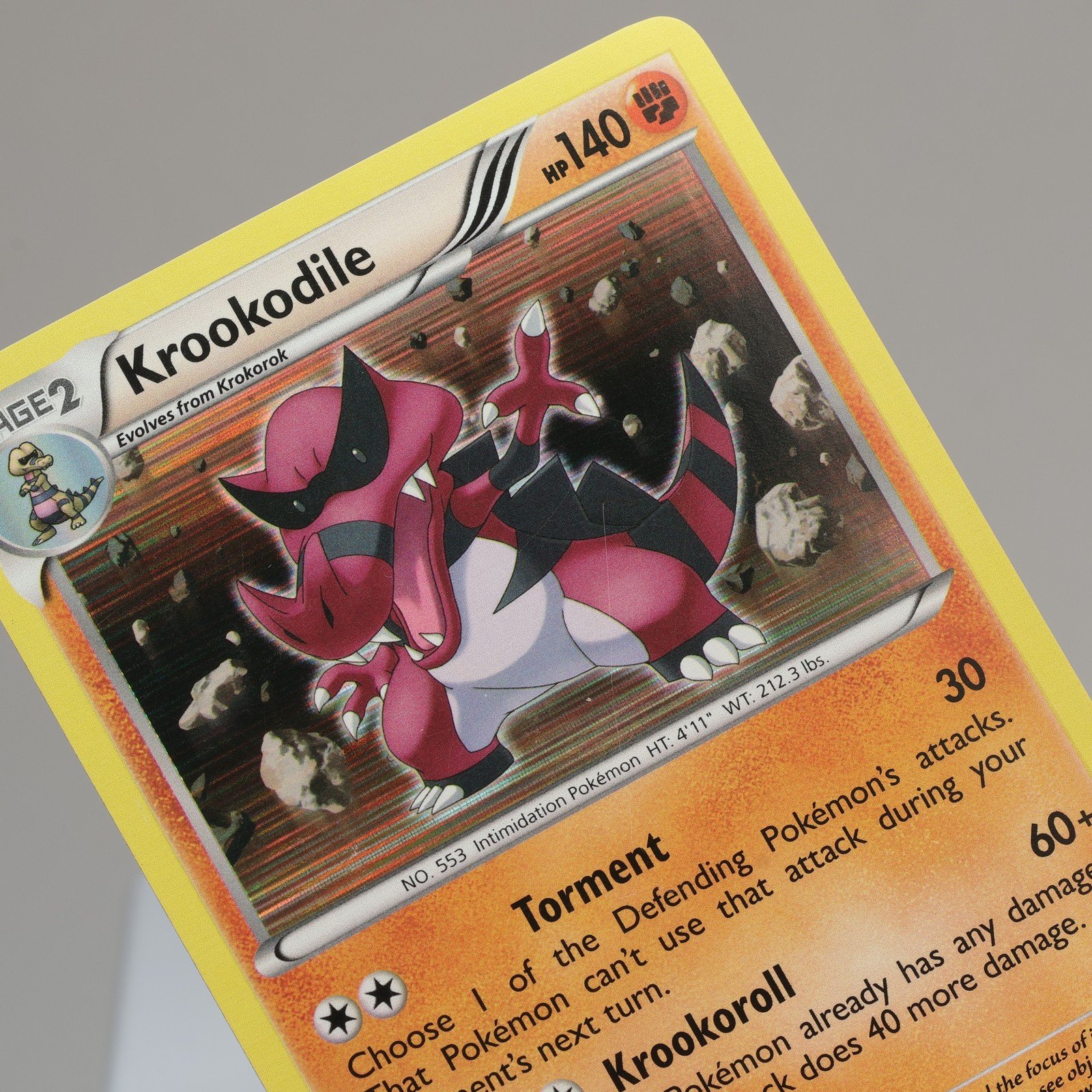 Pokemon TCG – Krookodile 65/114 Black & White Holo Rare – EXC – DMG