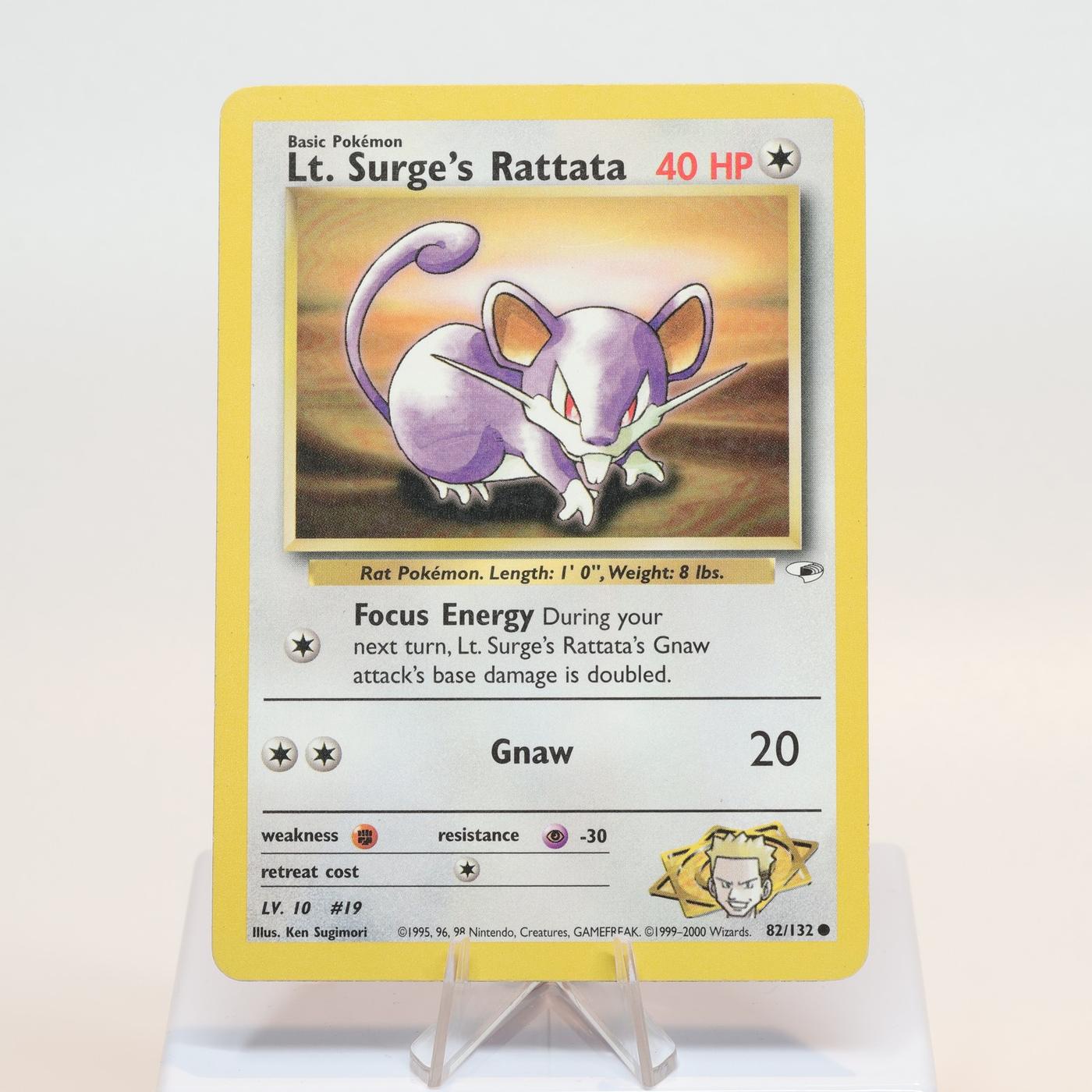 Pokemon TCG Lt Surges Rattata 82132 Gym Heroes Common WOTC EXC 168232466165 2