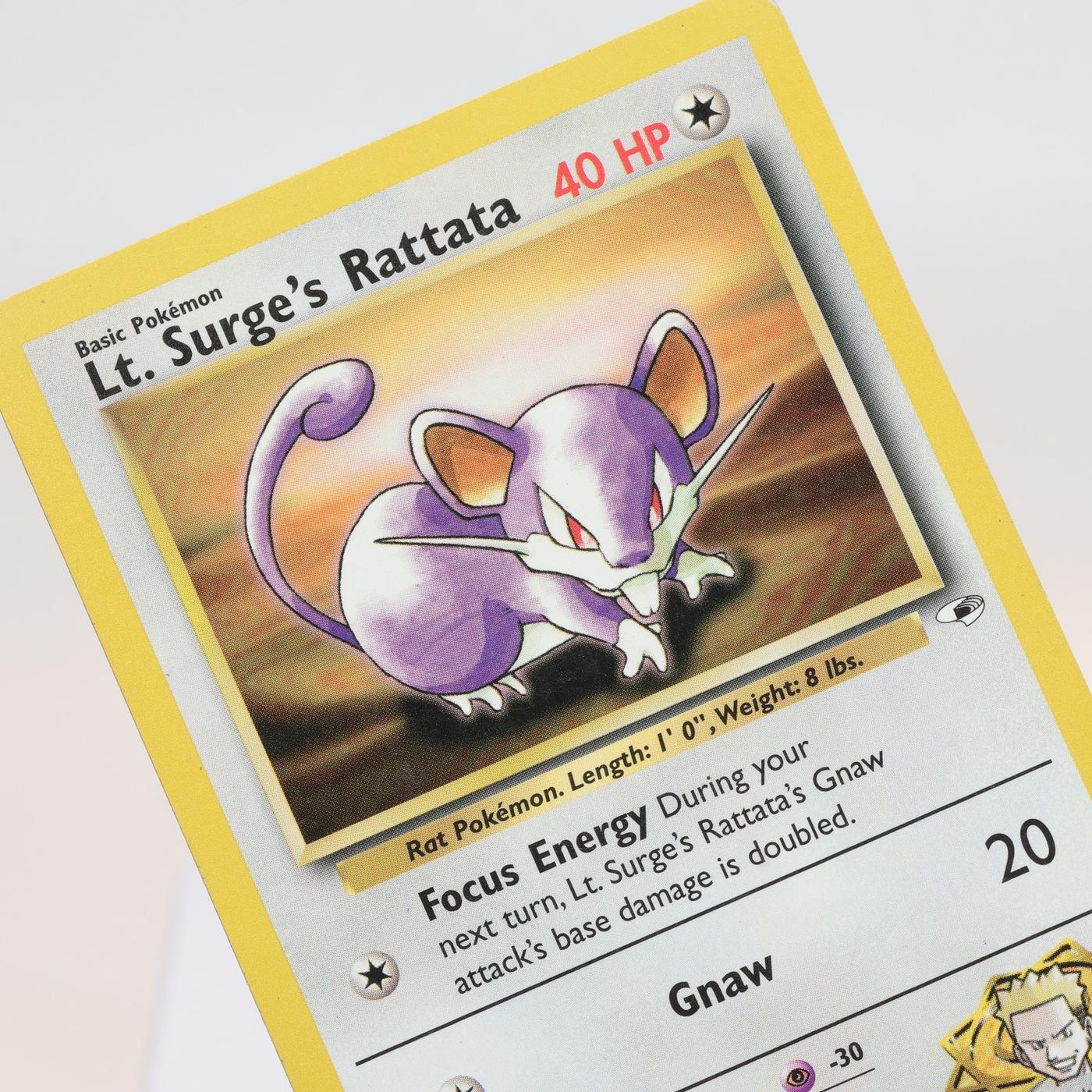 Pokemon TCG Lt Surges Rattata 82132 Gym Heroes Common WOTC EXC 168232466165
