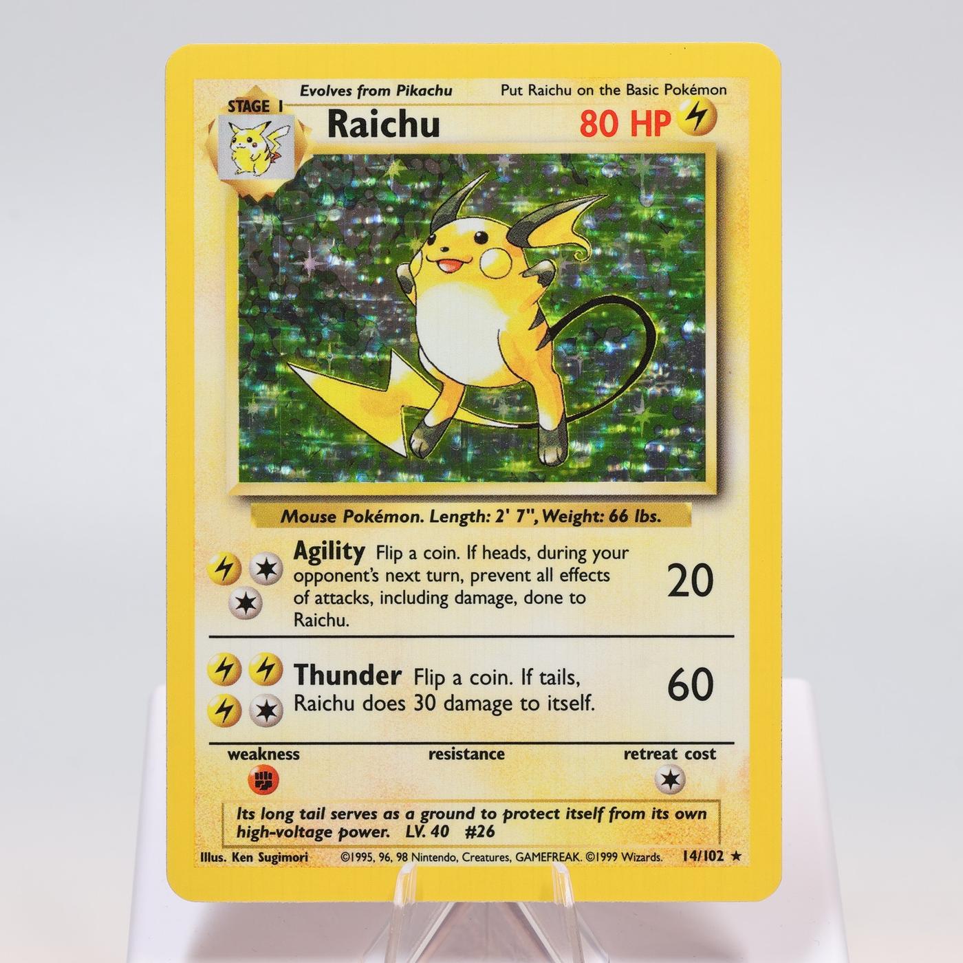 Pokemon TCG Raichu 14102 Base Set Holo Rare WOTC EXCNM 168421188105 2