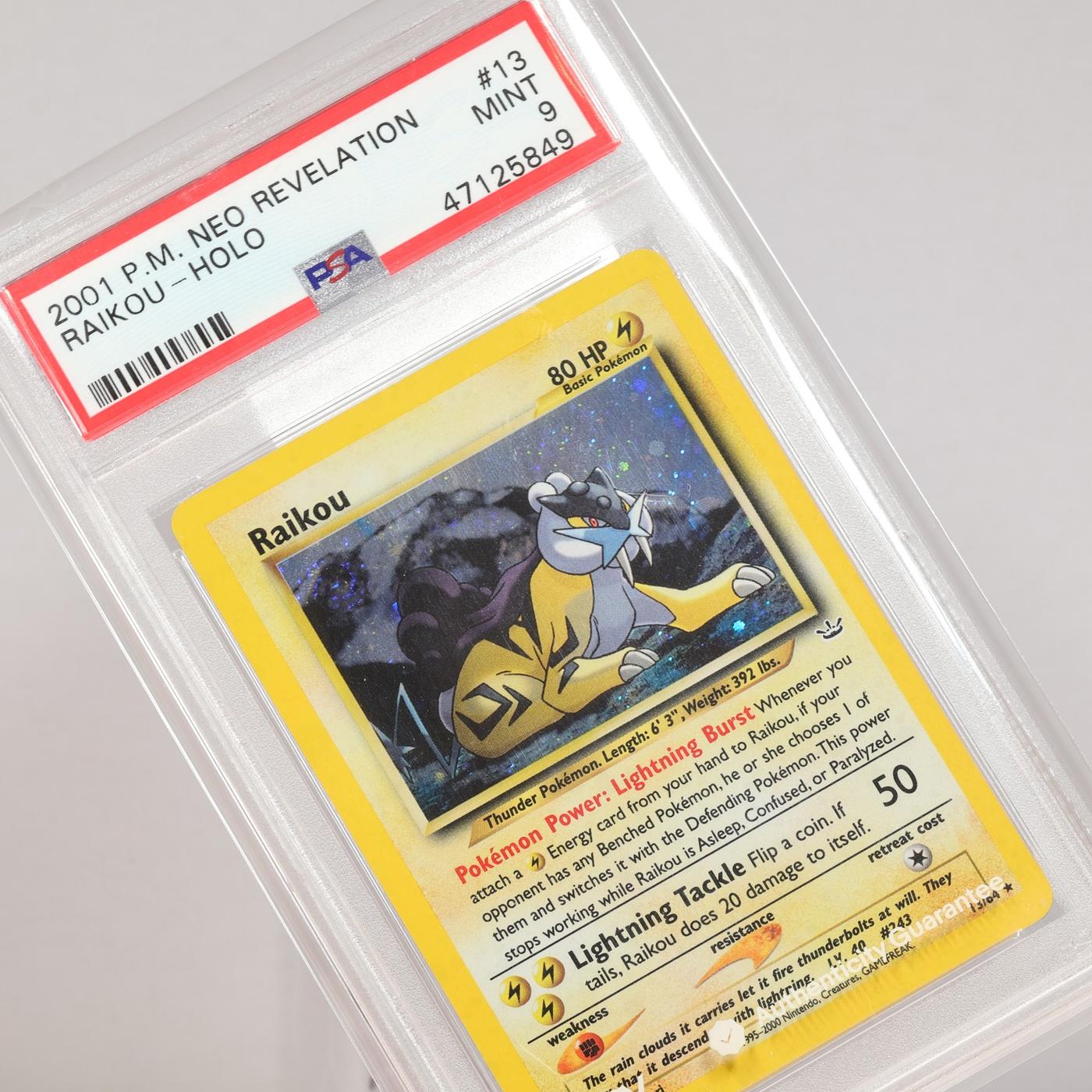 Pokemon TCG – Raikou 13/64 Neo Revelation Holo Rare – PSA 9 MINT