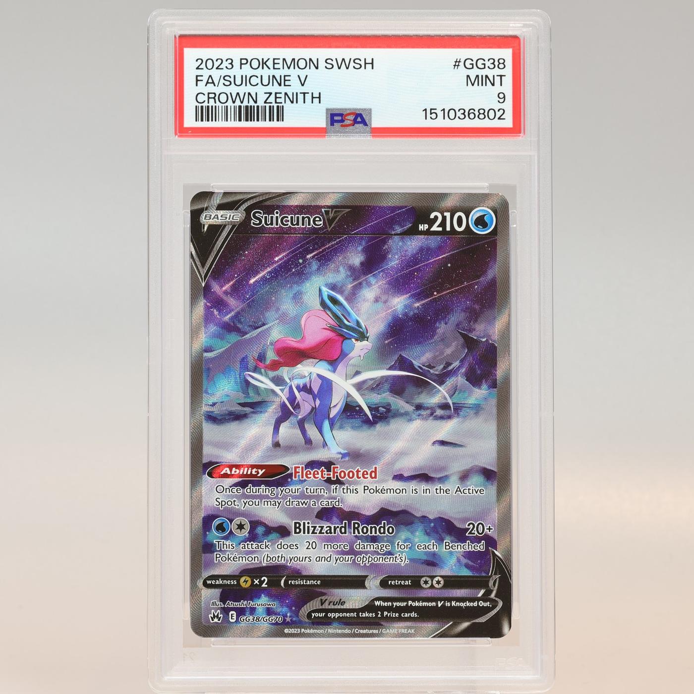 Pokemon TCG Suicune V GG38GG70 Crown Zenith Trainer Gallery PSA 9 MINT 168441076095 2