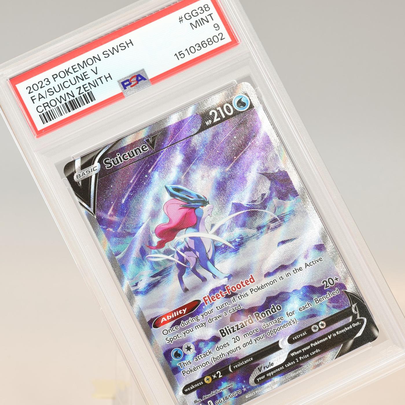 Pokemon TCG Suicune V GG38GG70 Crown Zenith Trainer Gallery PSA 9 MINT 168441076095