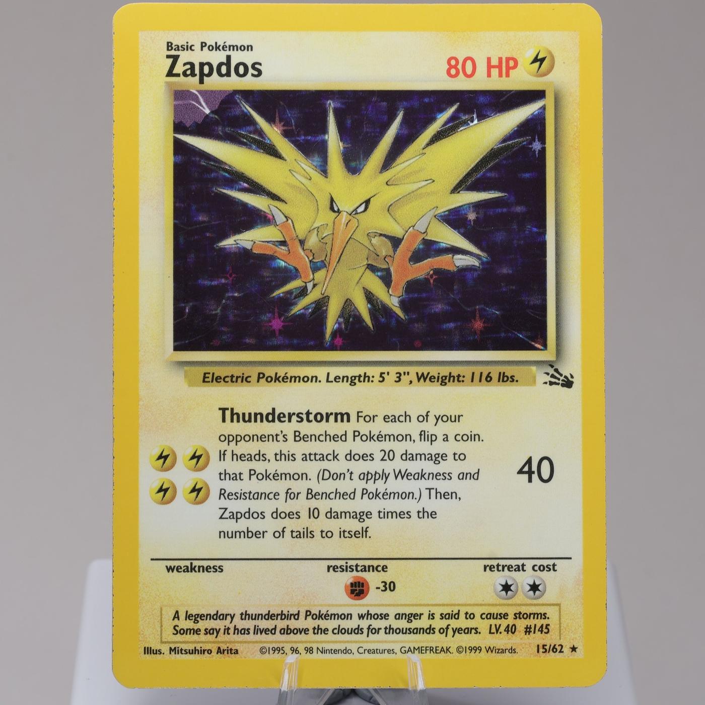 Pokemon TCG Zapdos 1562 Fossil Holo Rare WOTC 1999 EXCNM 167950659115 2