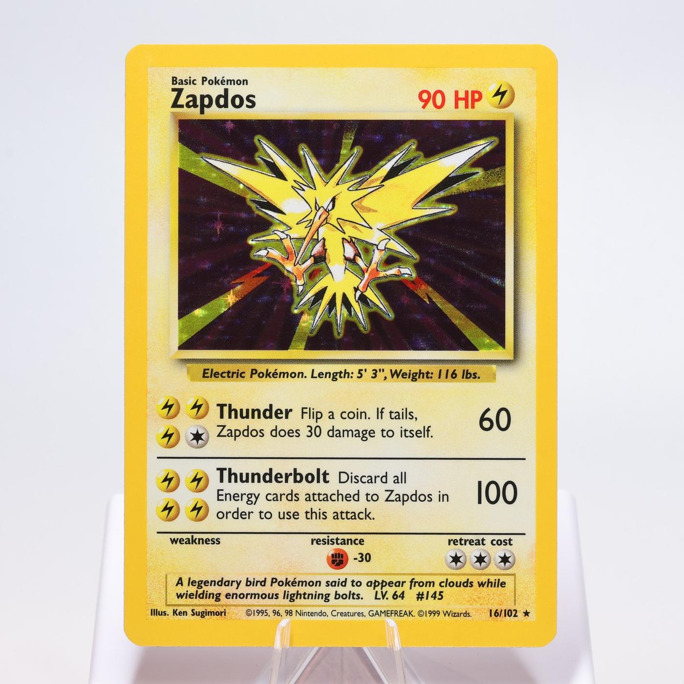 Pokemon TCG Zapdos 16102 Base Set Holo Rare WOTC EXCNM 168325203385 2
