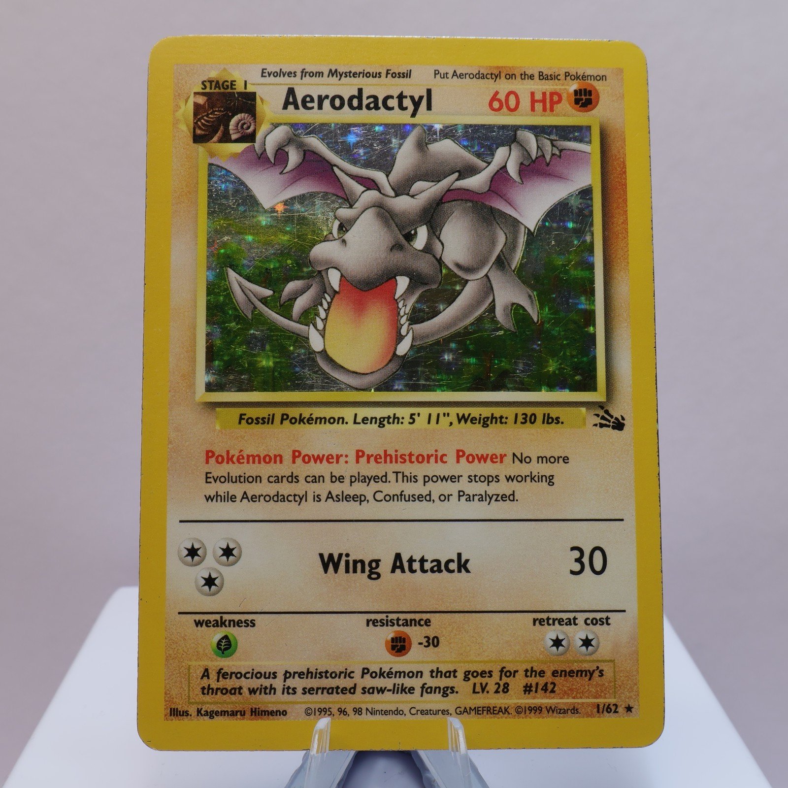 Pokemon TCG Aerodactyl 162 Fossil Holo Rare WOTC 1999 MP 167830364456 2