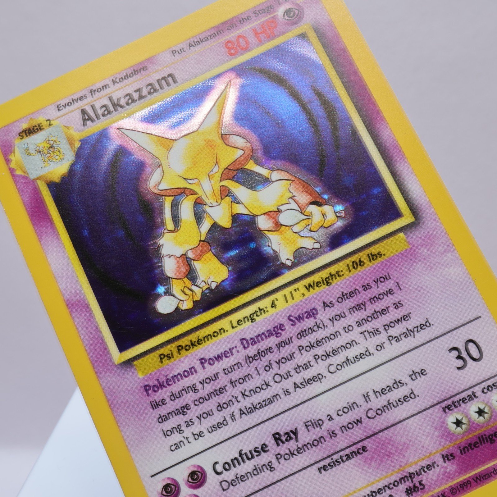 Pokemon TCG – Alakazam 1/102 Base Set Holo Rare  WOTC 1999 – EXC/NM